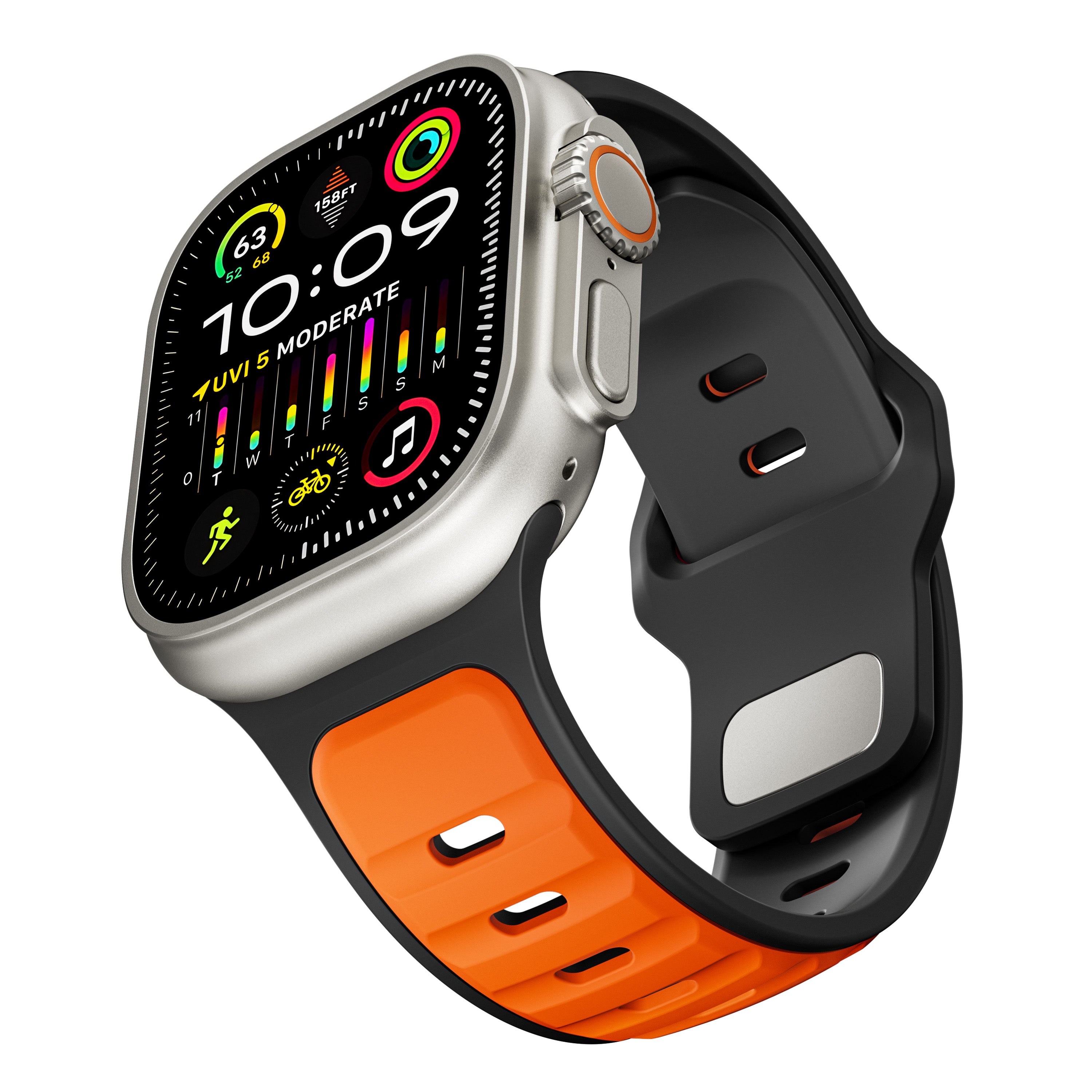 Correa de silicona premium outdoor Apple Watch (naranja/negra)