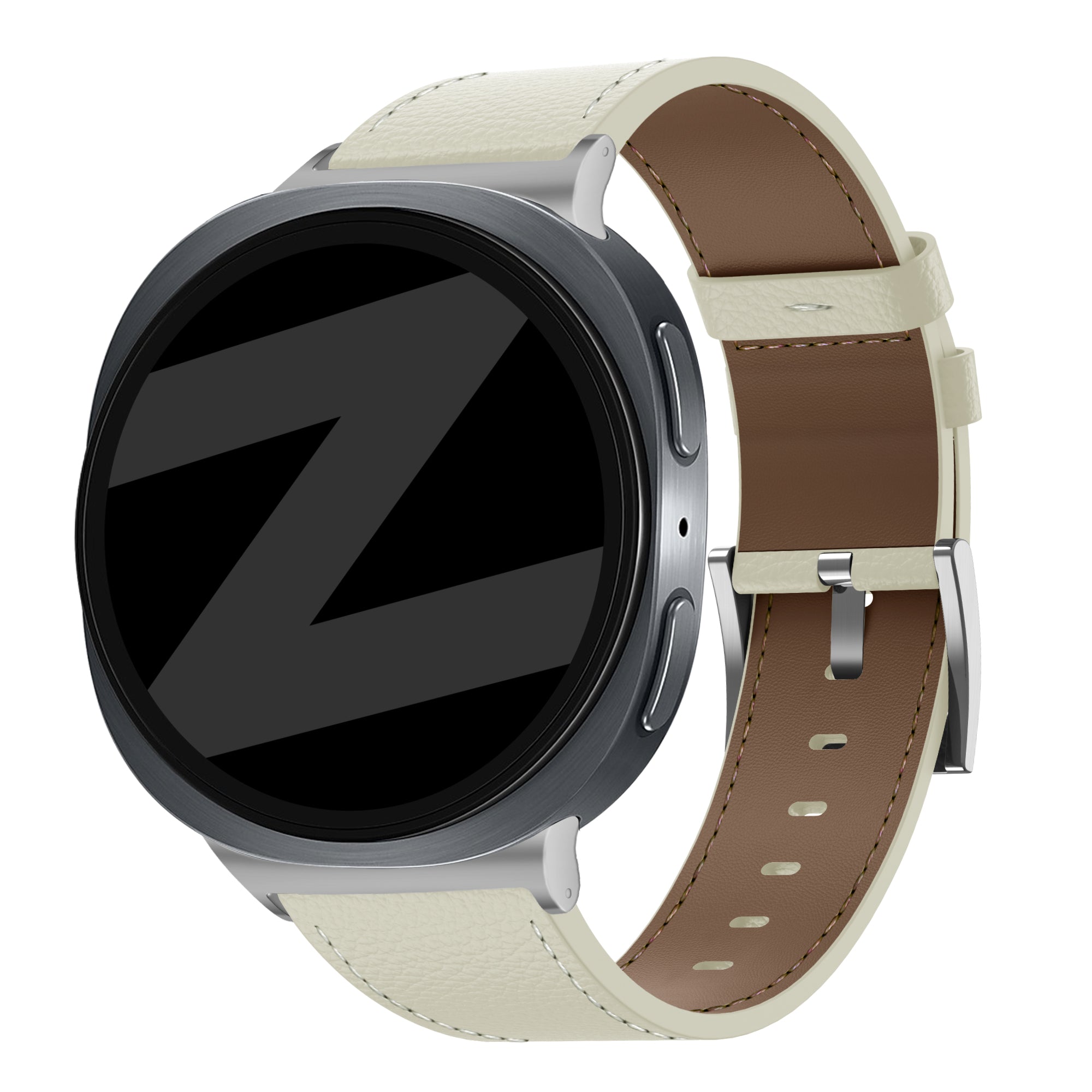 Bandz Samsung Galaxy Watch 8 Classic Leather Strap 'Deluxe' (Light Beige)