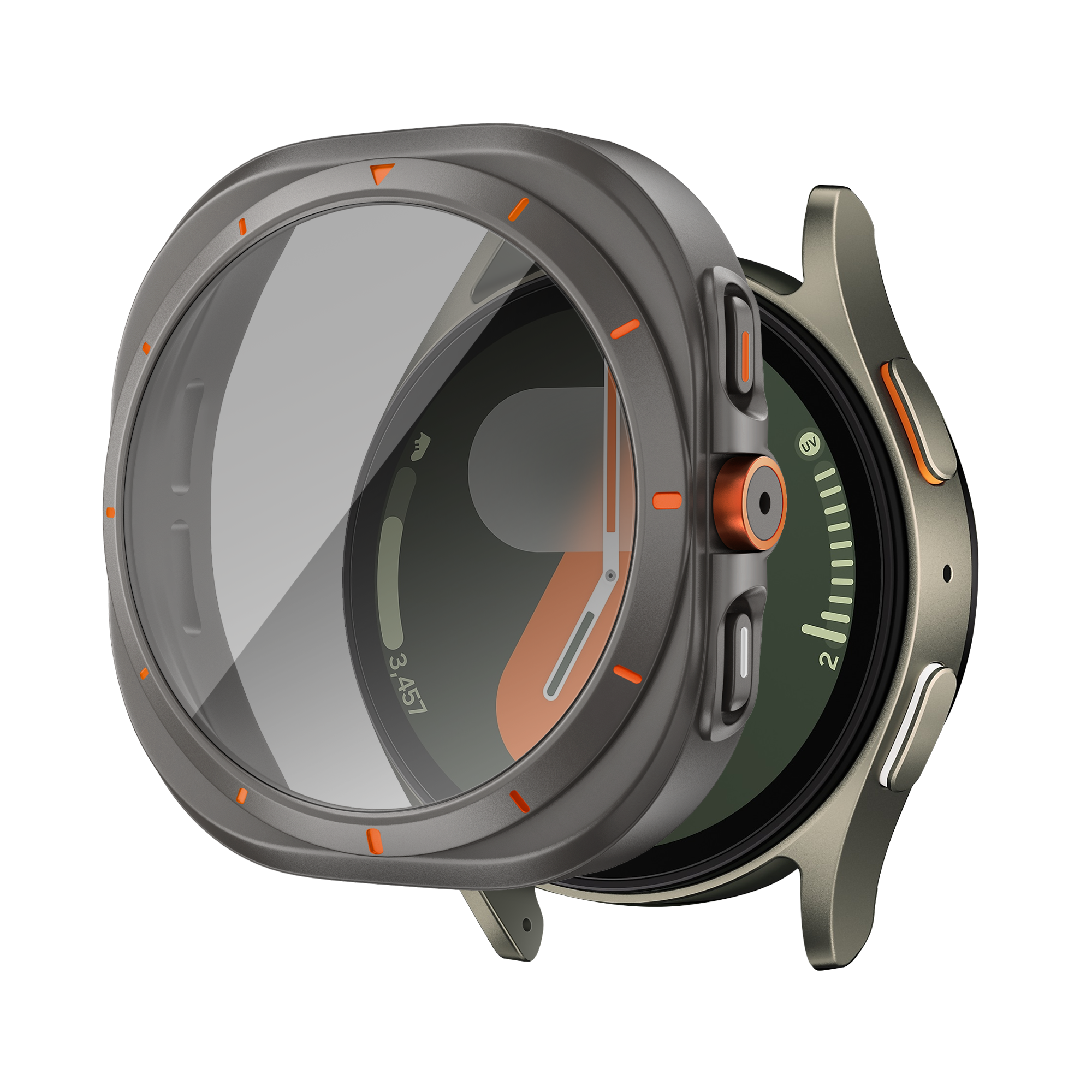 Bandz Samsung Galaxy Watch 7 - 44mm Square PC Case with Glass (Titanium Grey)