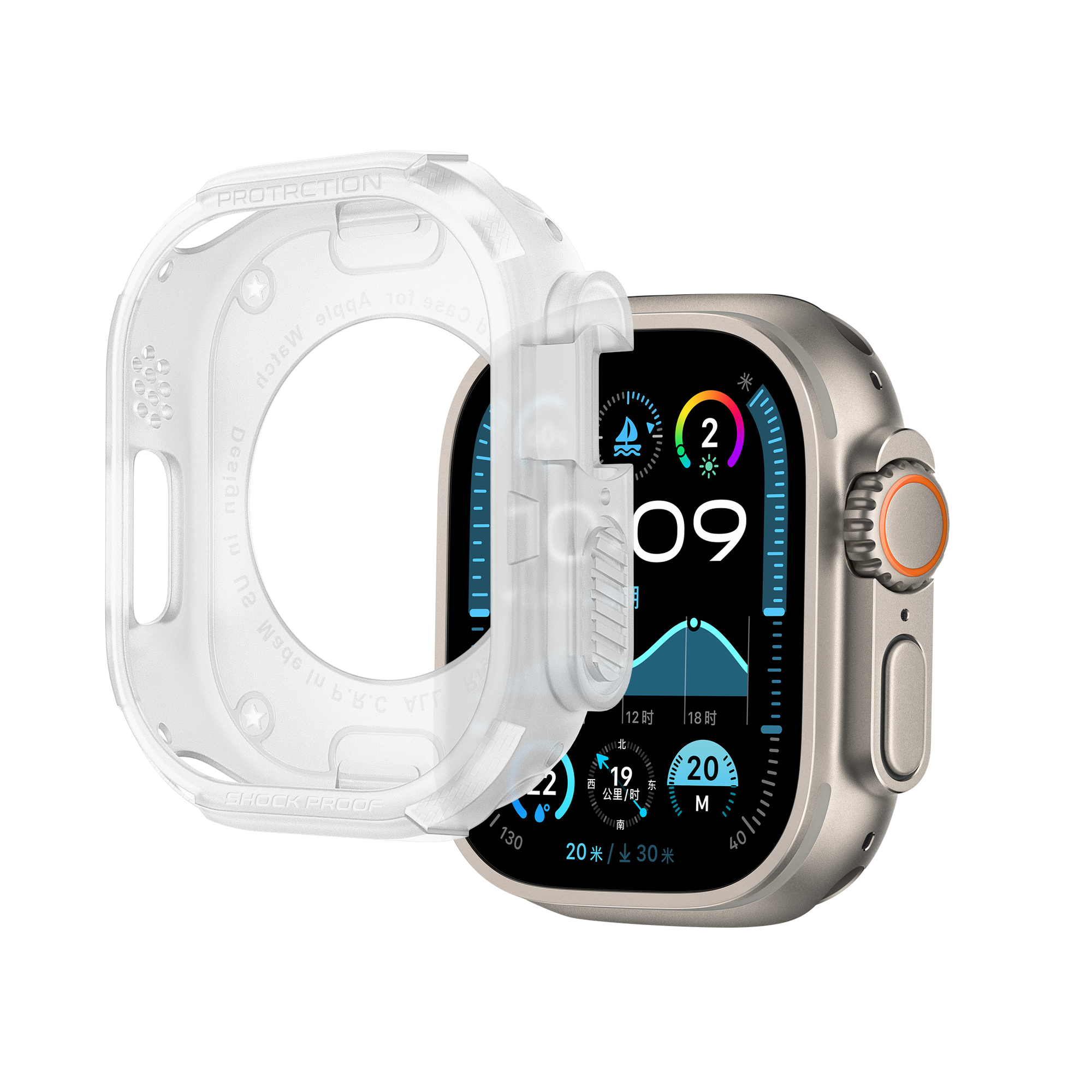 Bandz Funda TPU robusta Apple Watch Ultra - 49mm (transparente)