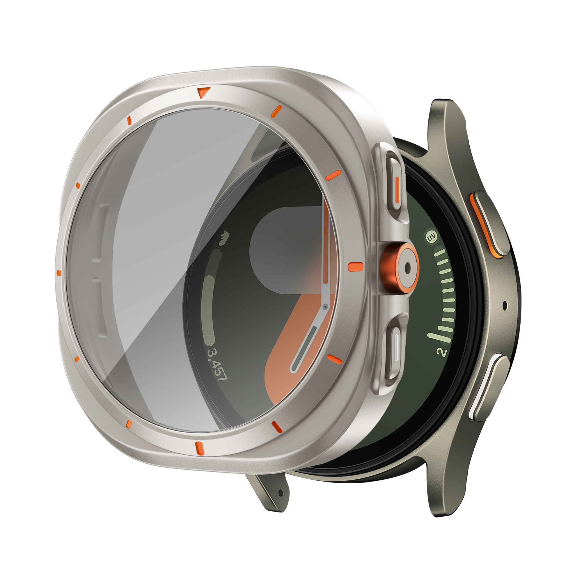 Bandz Samsung Galaxy Watch 7 - 44mm Square PC Case with Glass (Titanium)