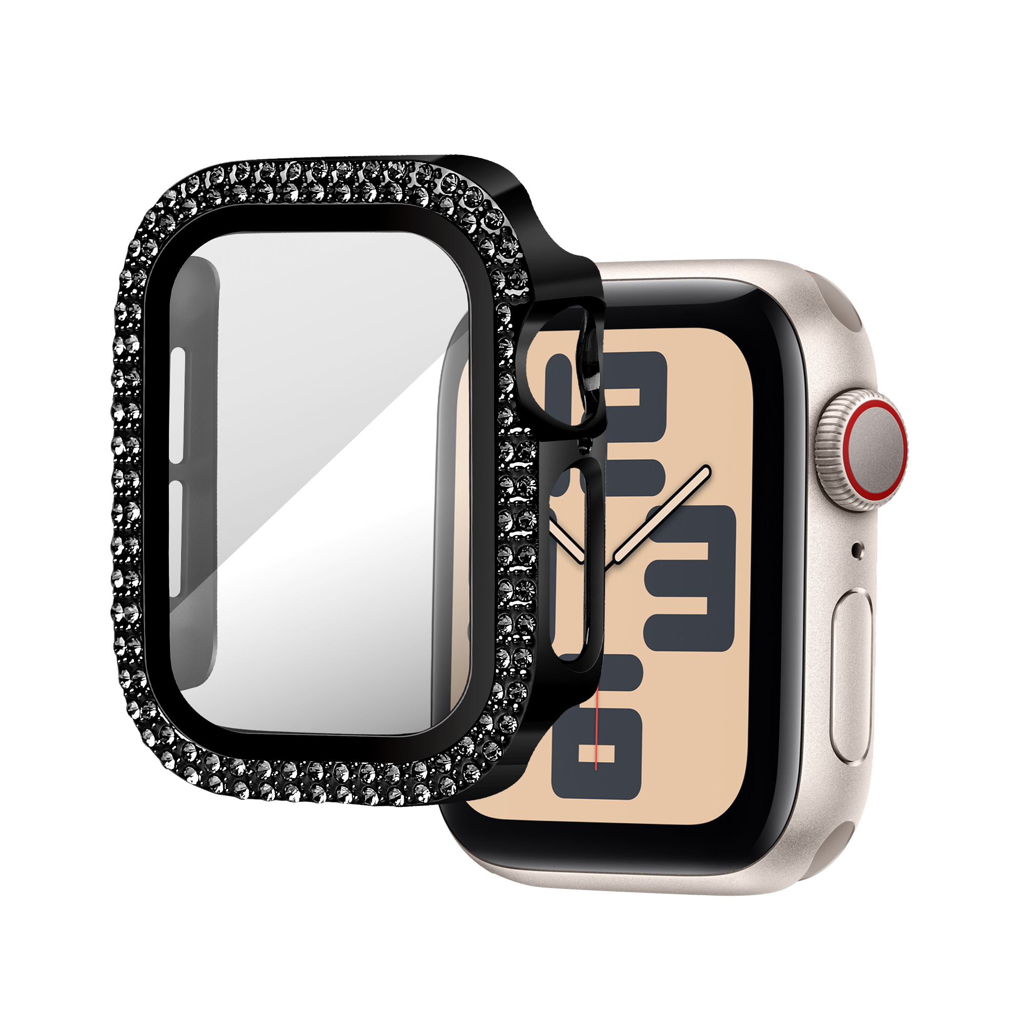 Bandz Funda diamante con vidrio Apple Watch 11 - 42mm (negro)