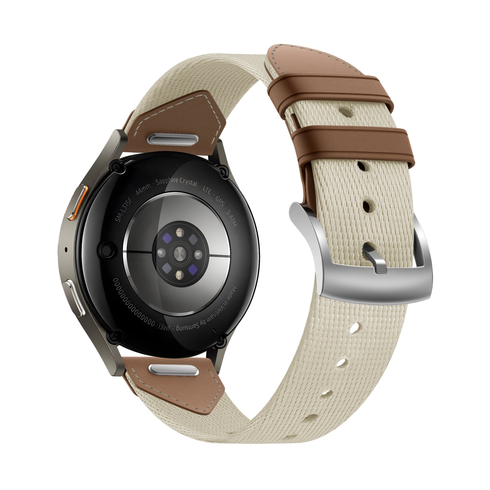 Bandz Huawei Watch GT 5 - 41mm Leather Hybrid Strap 'Easy Fit' (Beige/Brown)