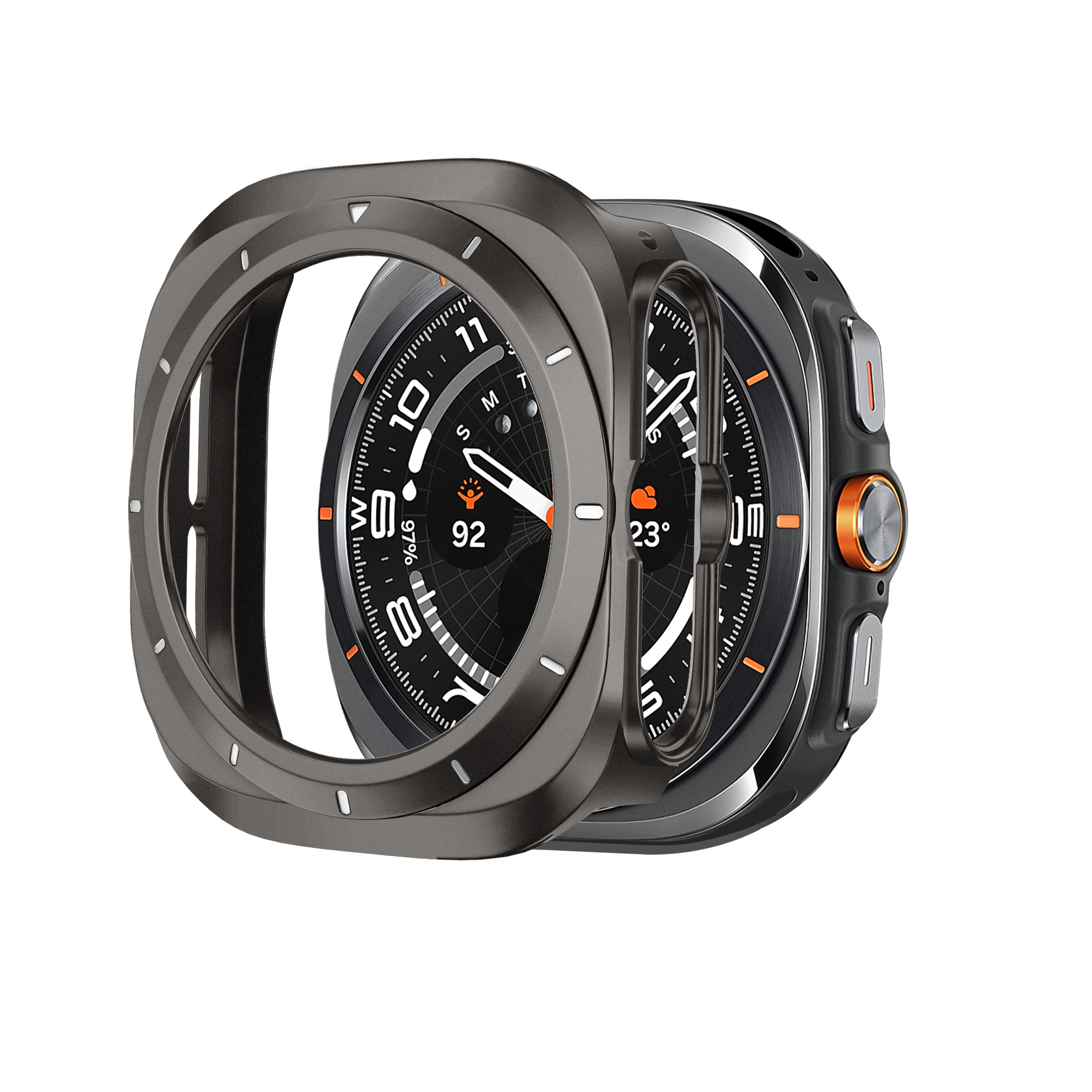 Bandz Samsung Galaxy Watch Ultra Bezel PC Case (Titanium Grey with White)