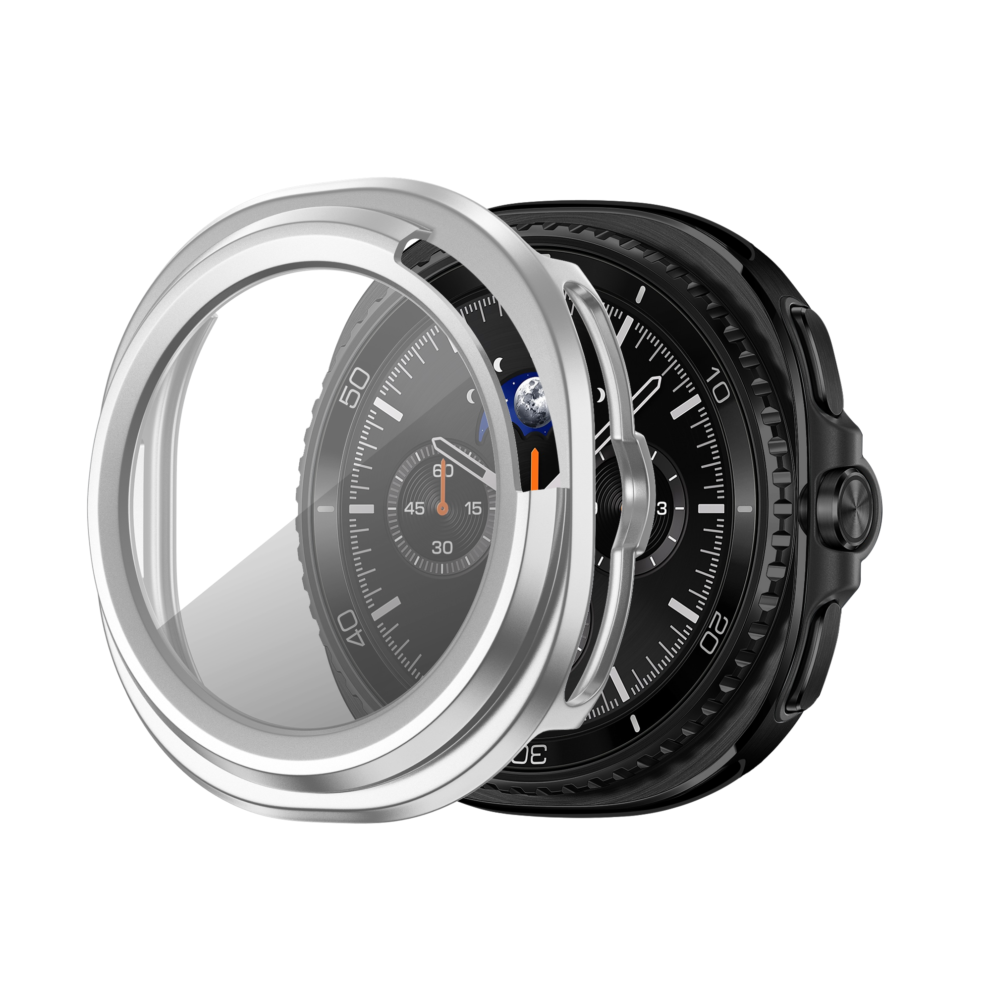 Bandz Samsung Galaxy Watch 8 Classic PC Cover with Glass (Silver)