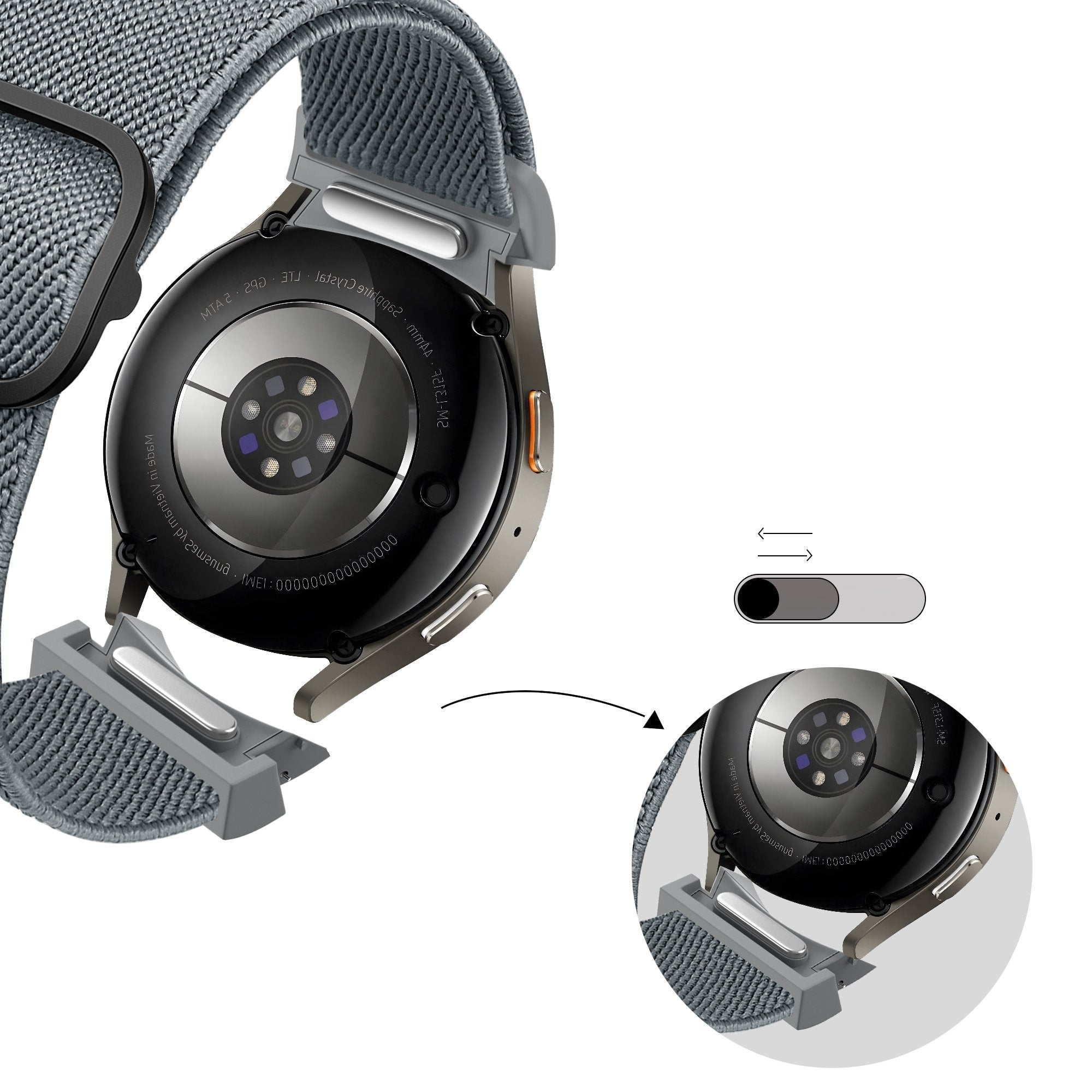 Bandz Samsung Galaxy Watch 5 Pro Elastic Strap 'Easy Fit' (Greyblue)