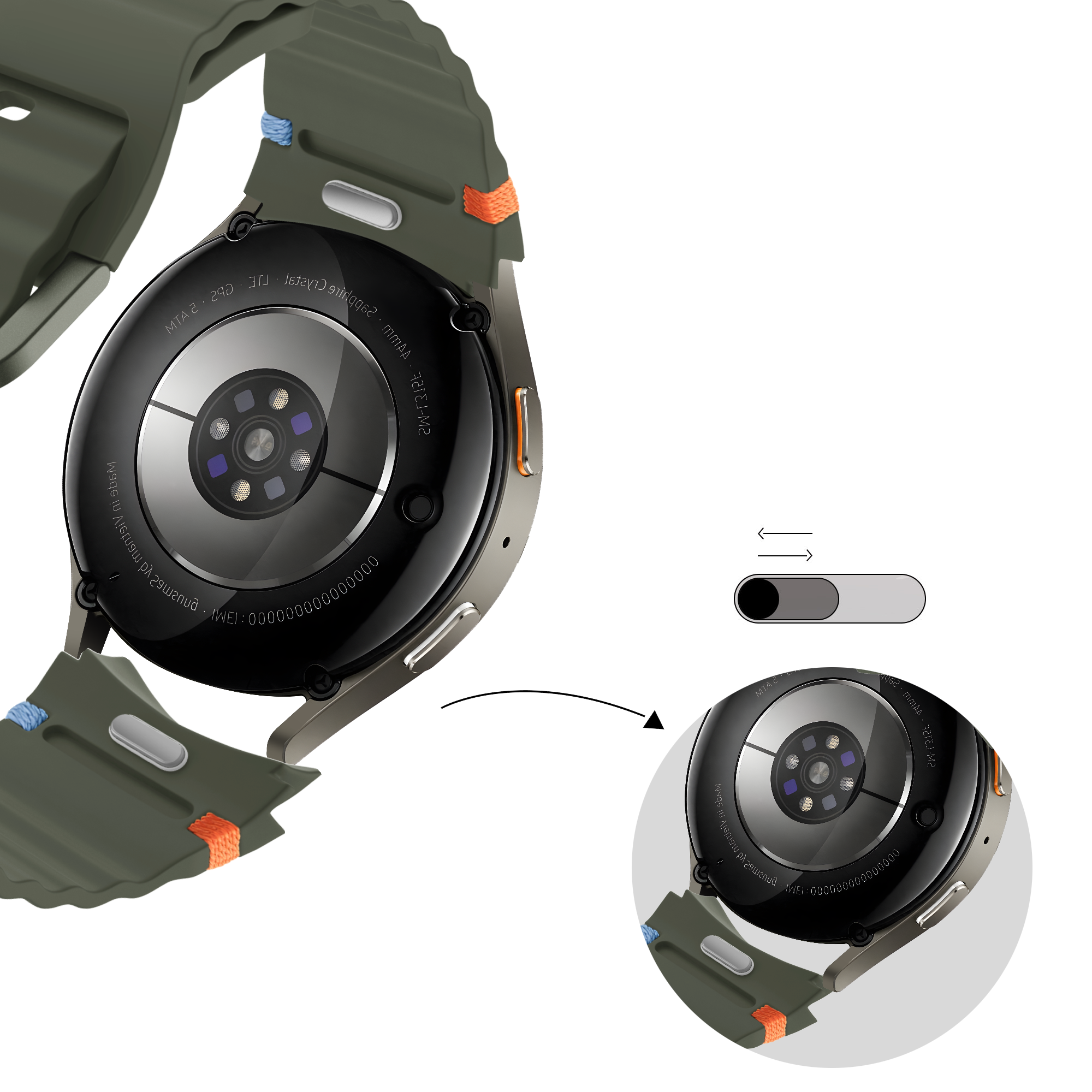 Bandz Samsung Galaxy Watch 4 44mm Wave Strap 'Easy Fit' (Green)