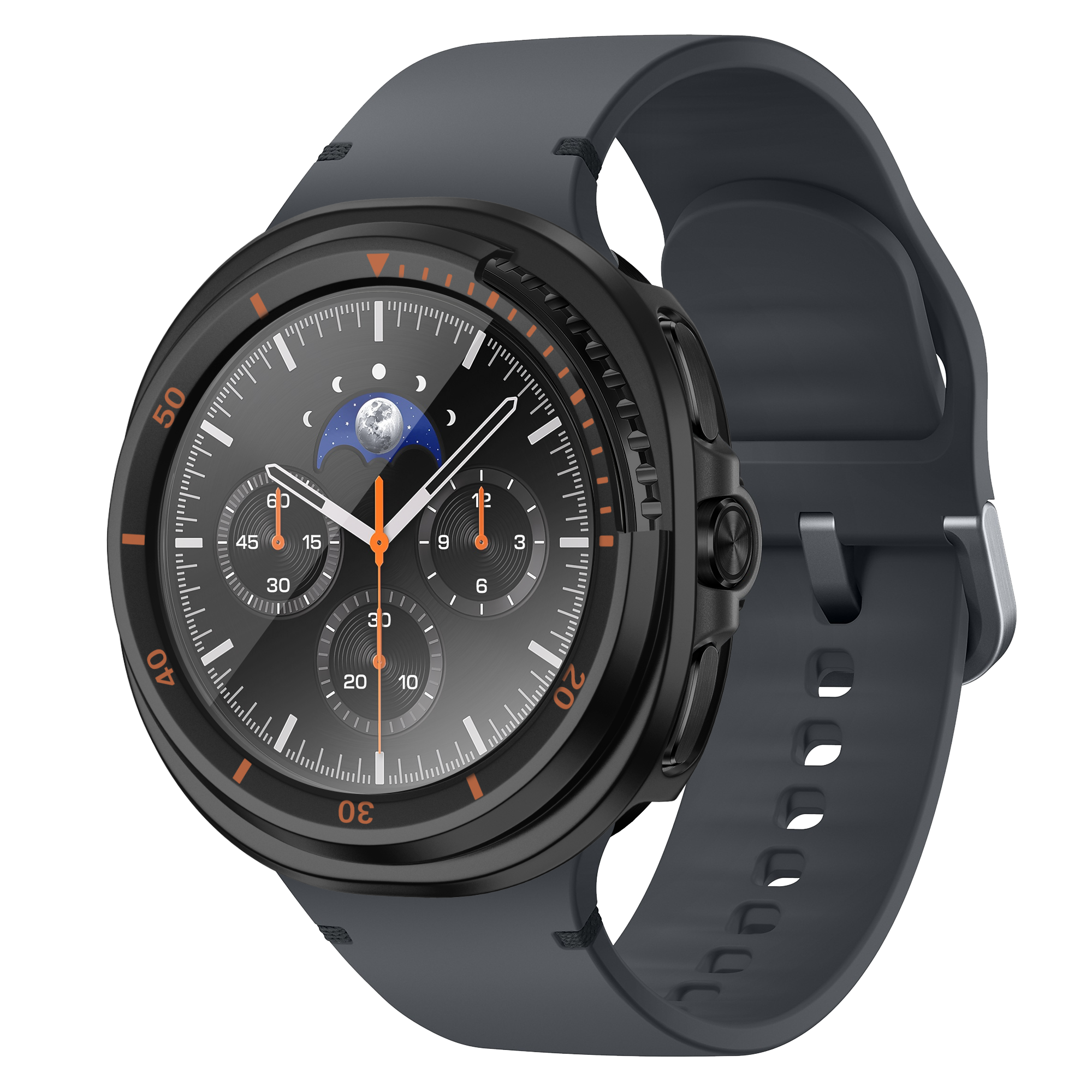 Bandz Samsung Galaxy Watch 8 Classic Bezel Cover with Glass (Black/Orange)