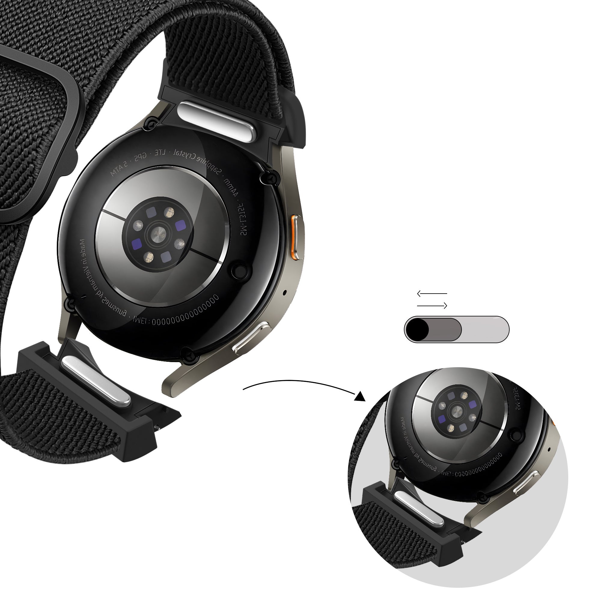 Bandz Samsung Galaxy Watch 4 44mm Elastic Strap 'Easy Fit' (Black)