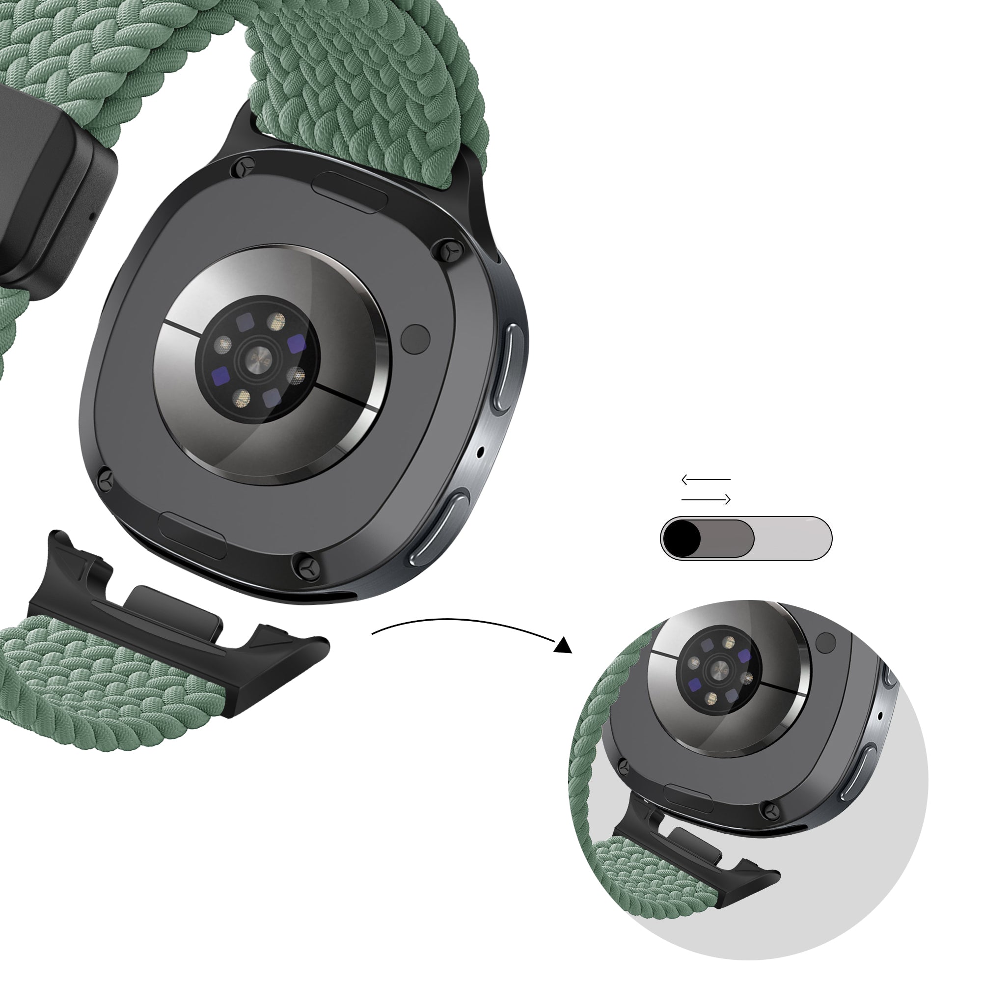 Bandz Correa trenzada magnética Samsung Galaxy Watch 8 - 44mm (pino verde)