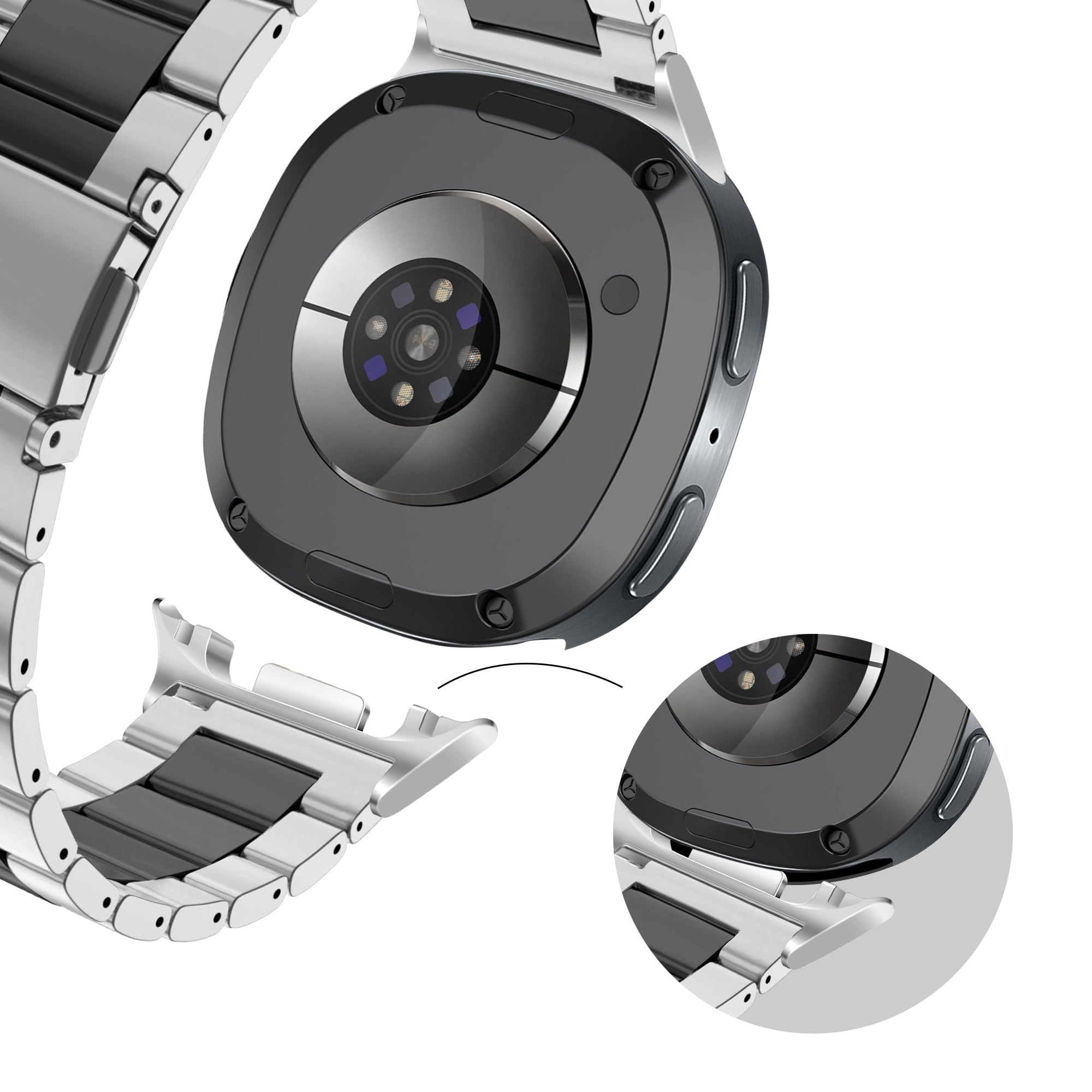 Bandz Samsung Galaxy Watch 8 Classic Steel Strap 'Classic' (Silver/Black)