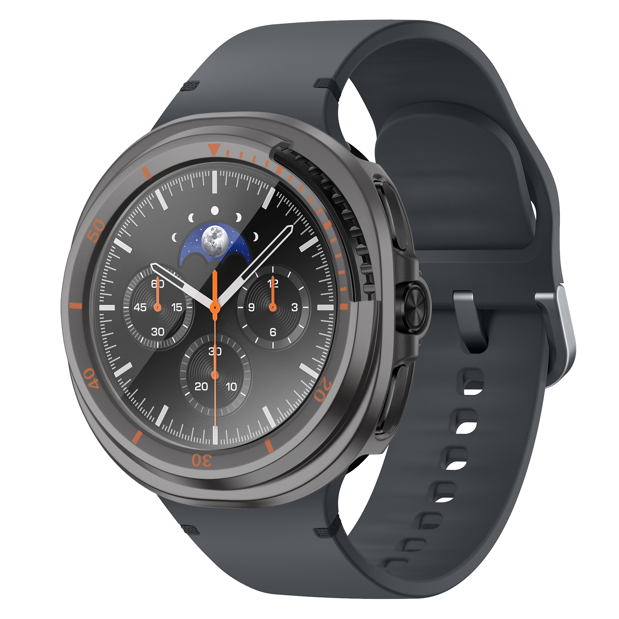 Bandz Funda Bezel con vidrio Samsung Galaxy Watch 8 Classic (gris titanio/naranja)