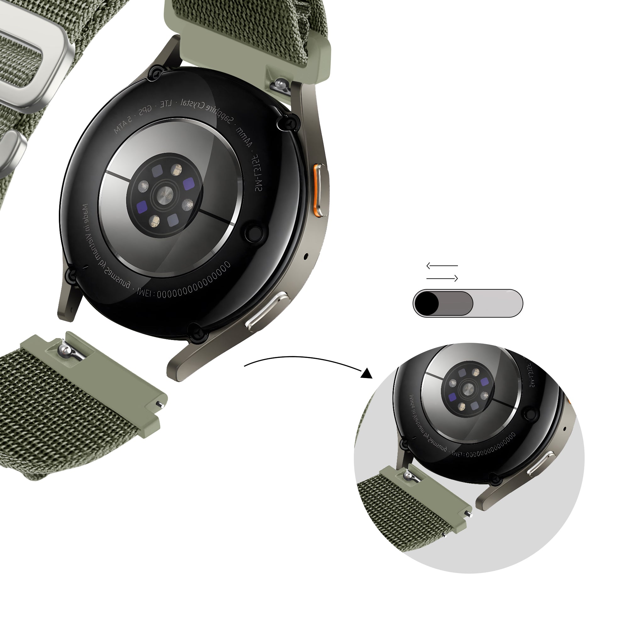 Bandz Samsung Galaxy Watch 4 Classic 42mm Alpine Nylon Strap (Olive)