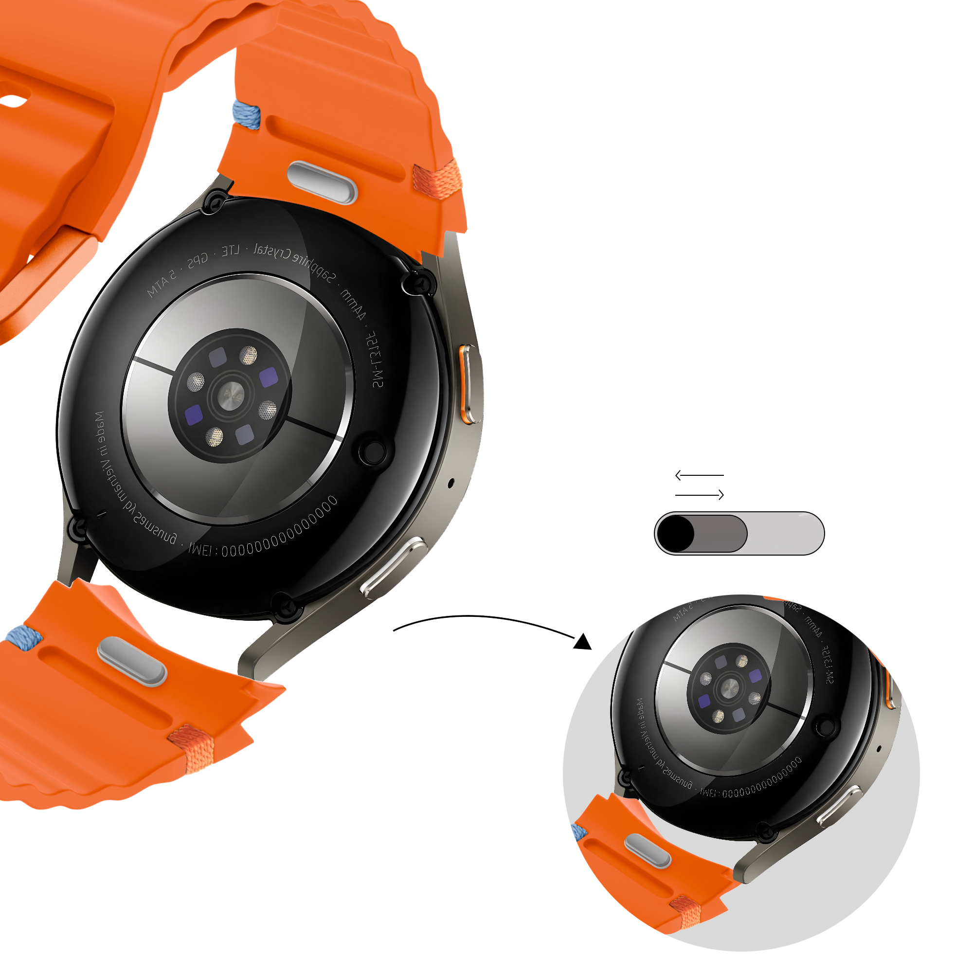 Bandz Samsung Galaxy Watch 6 Classic - 47mm Wave Strap 'Easy Fit' (Orange)