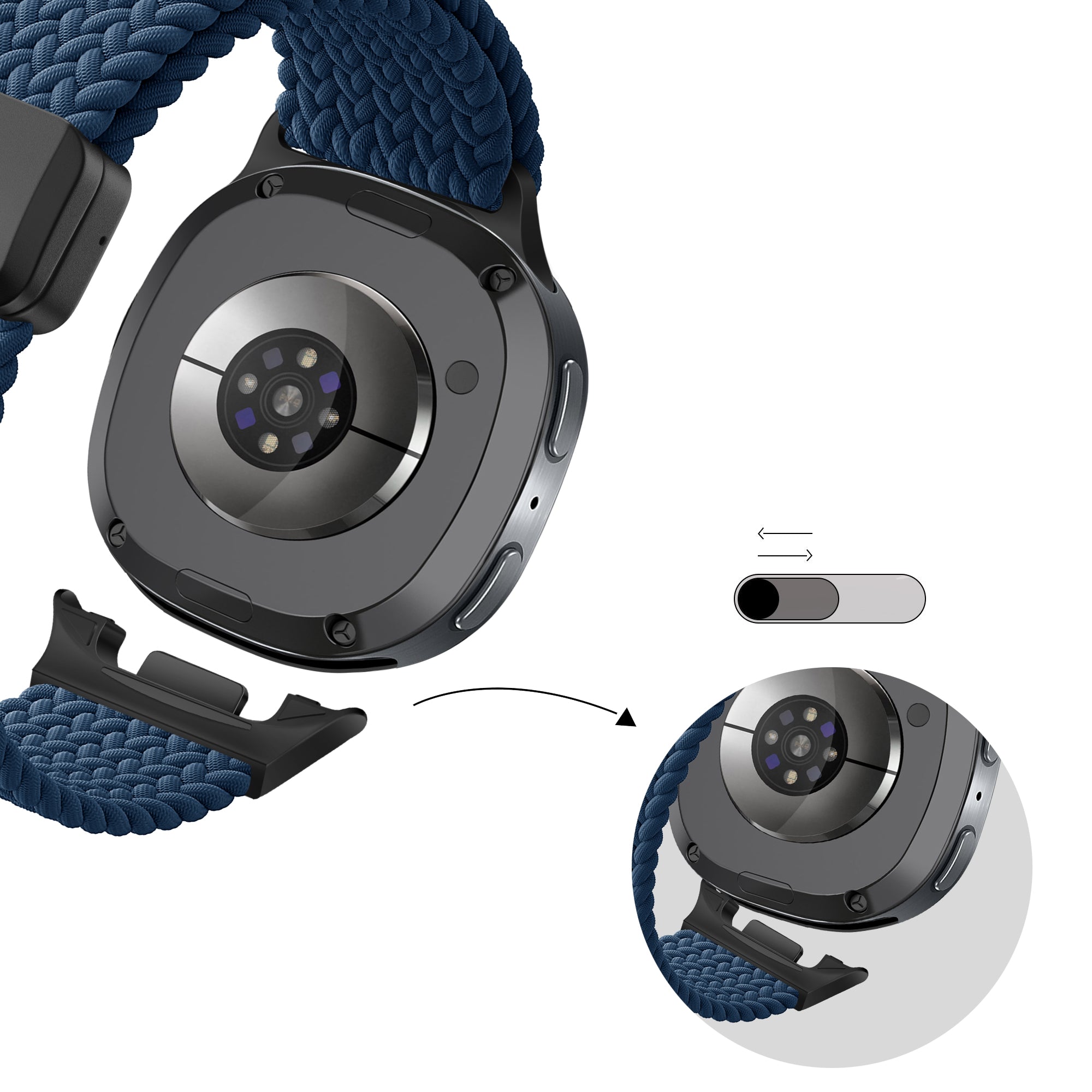 Bandz Correa trenzada magnética Samsung Galaxy Watch 8 - 44mm (azul oscuro)