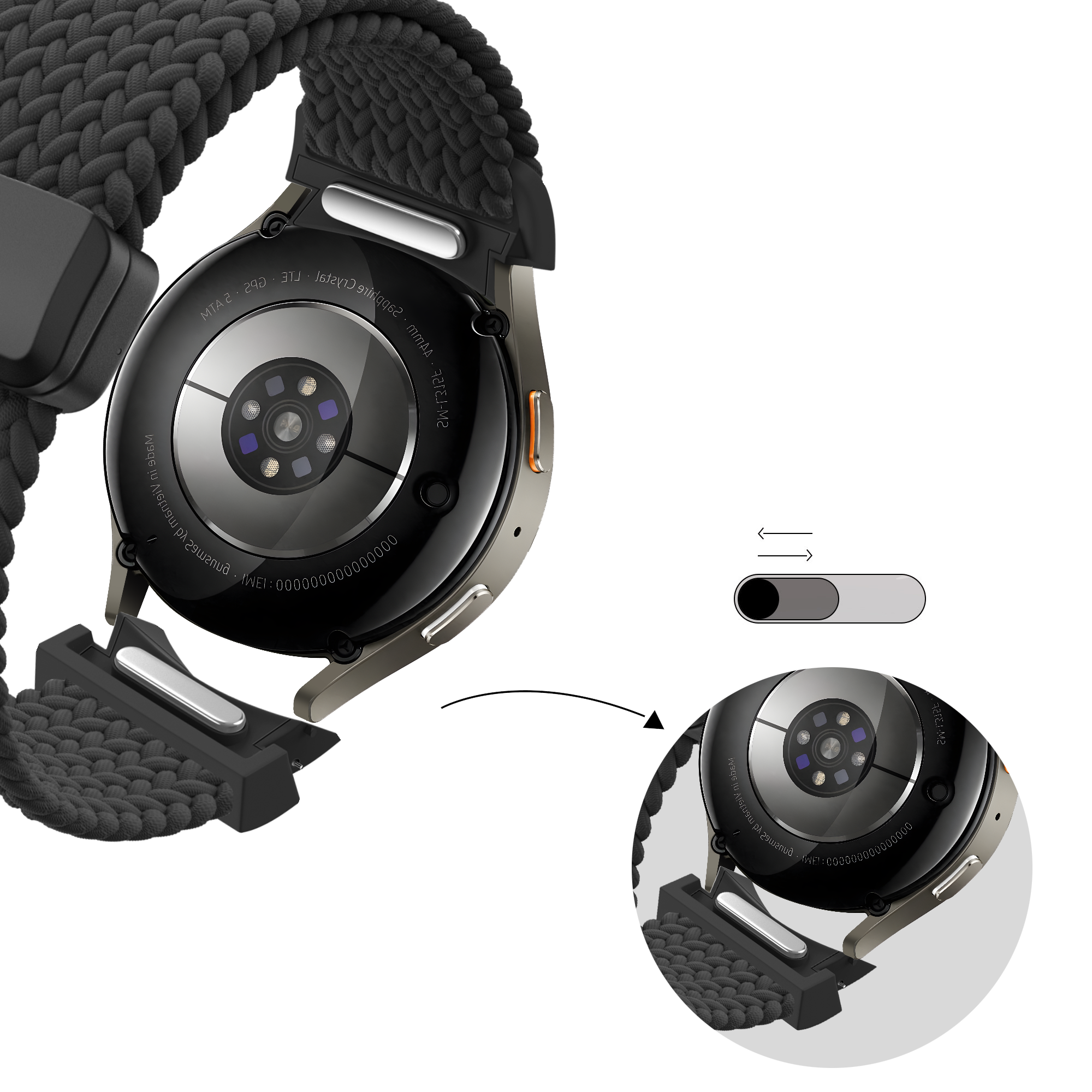 Bandz Correa tejida 'Easy Fit' Samsung Galaxy Watch 7 - 44mm (negro)