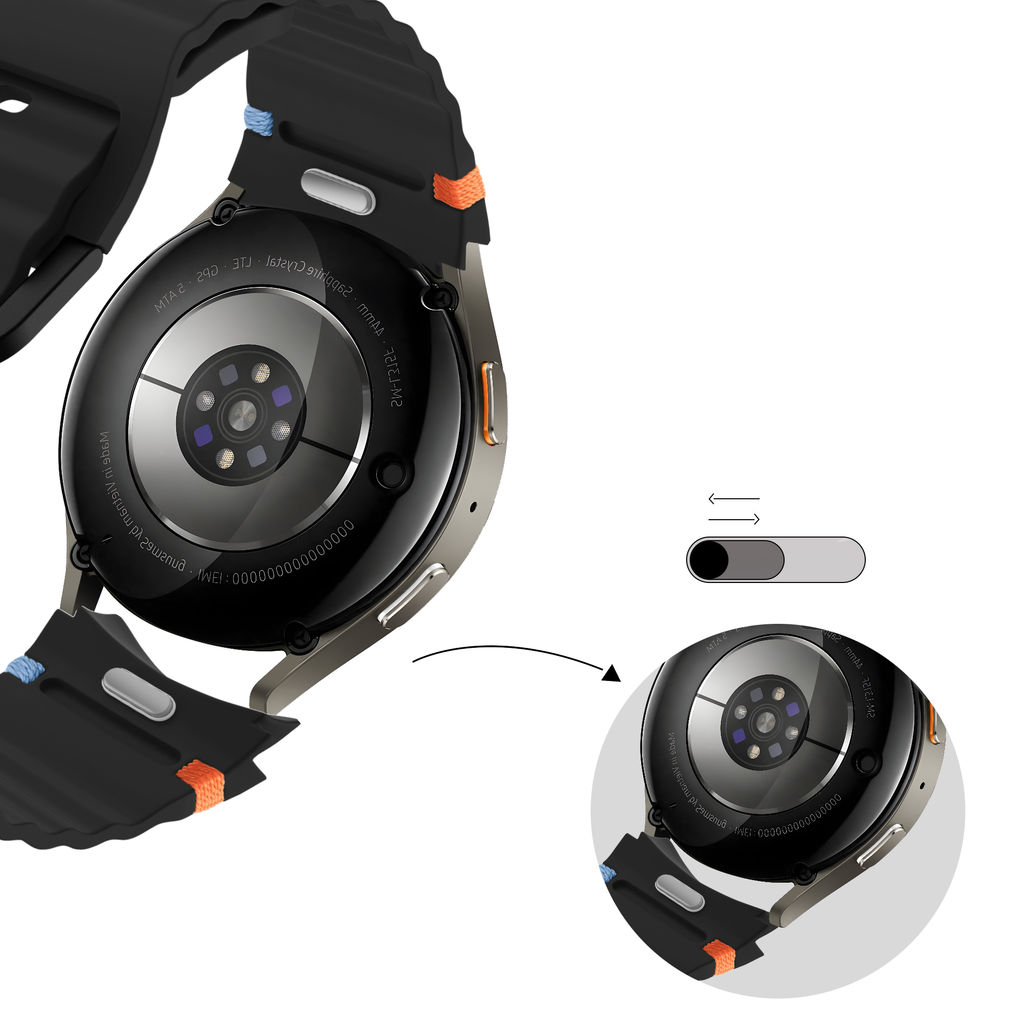 Bandz Correa Wave 'Easy Fit' Samsung Galaxy Watch 4 44mm (negro)