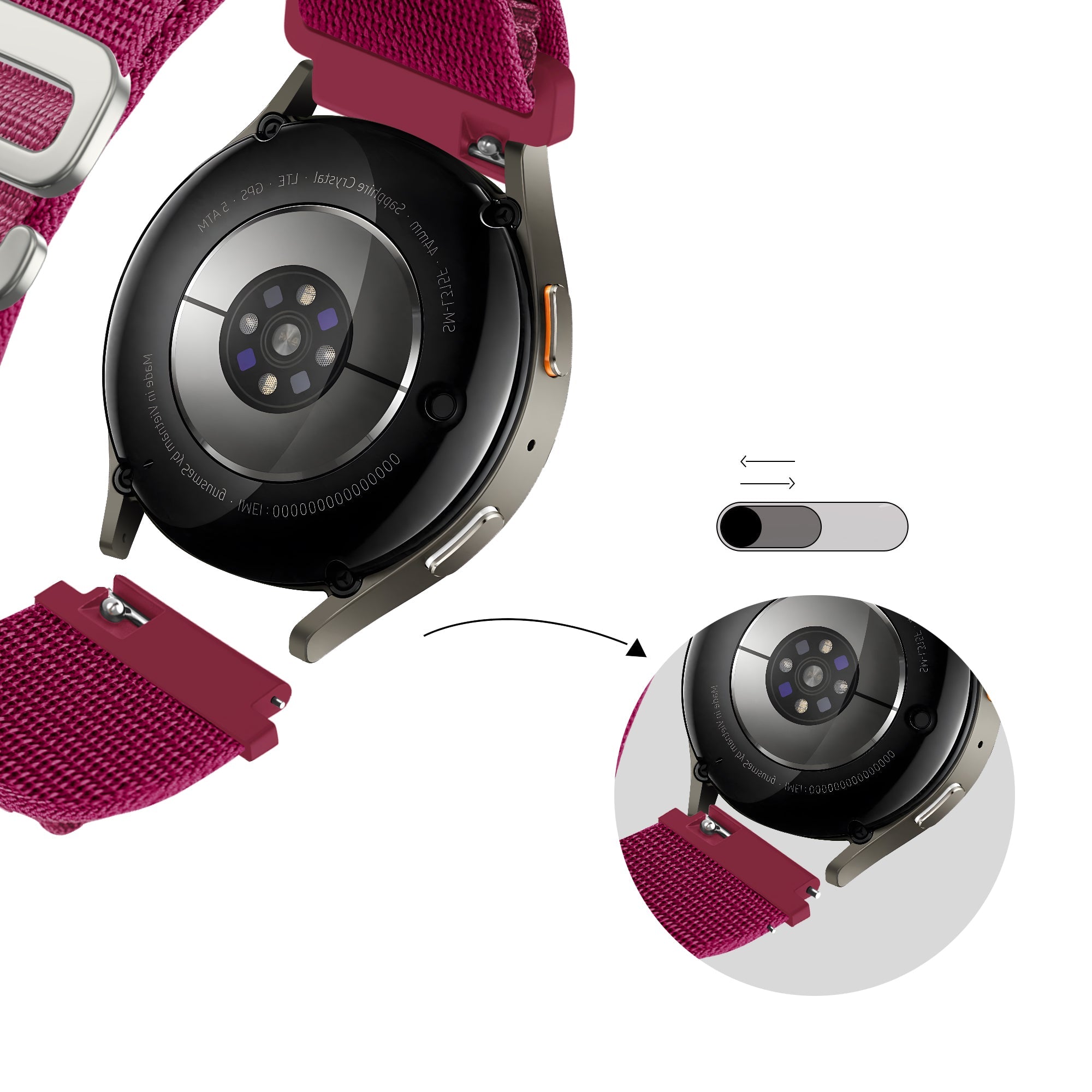 Bandz Correa nylon Alpine Withings Steel HR - 40mm (rosa-rojo)