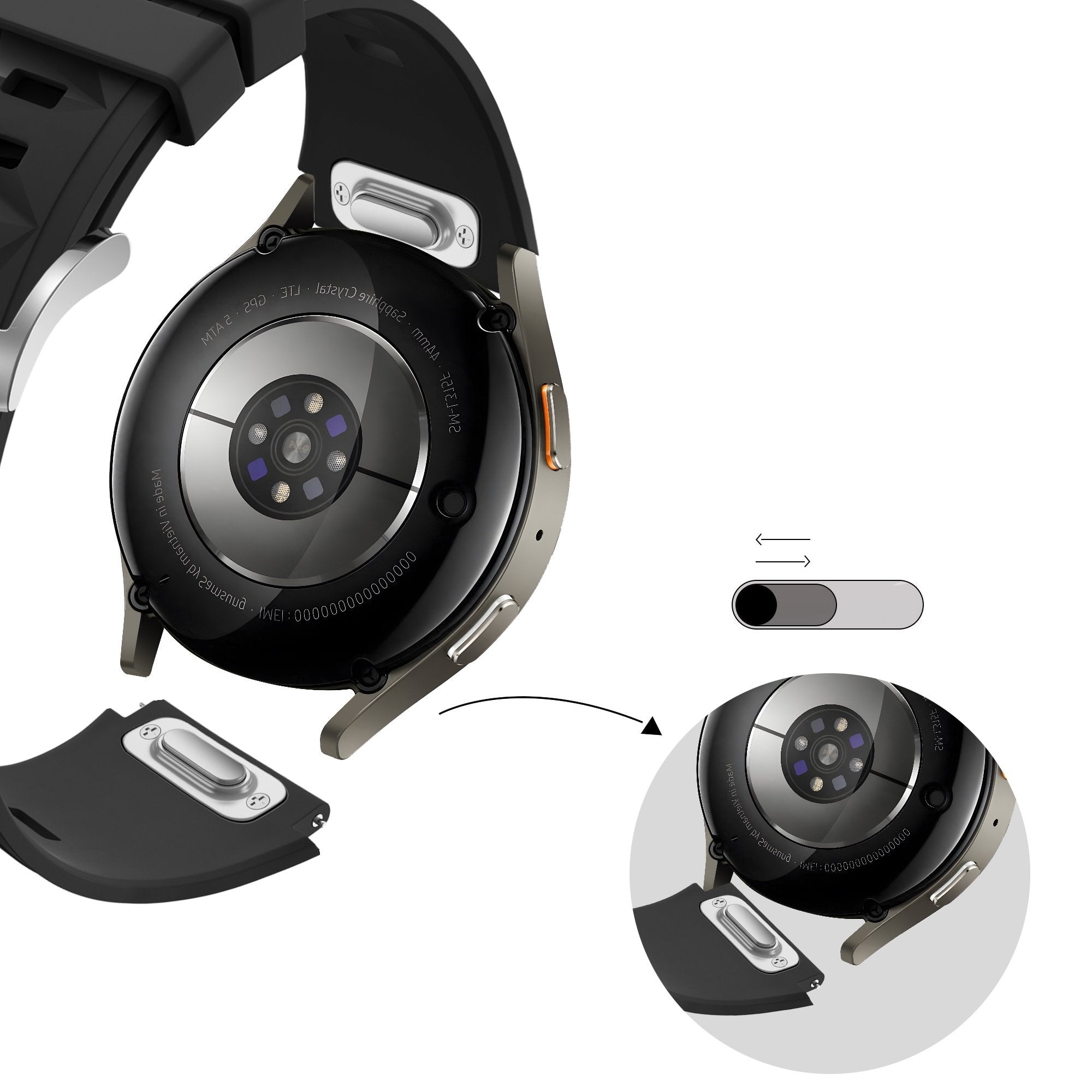 Bandz Correa silicona 'Easy Fit' Whitings ScanWatch Light (negro)