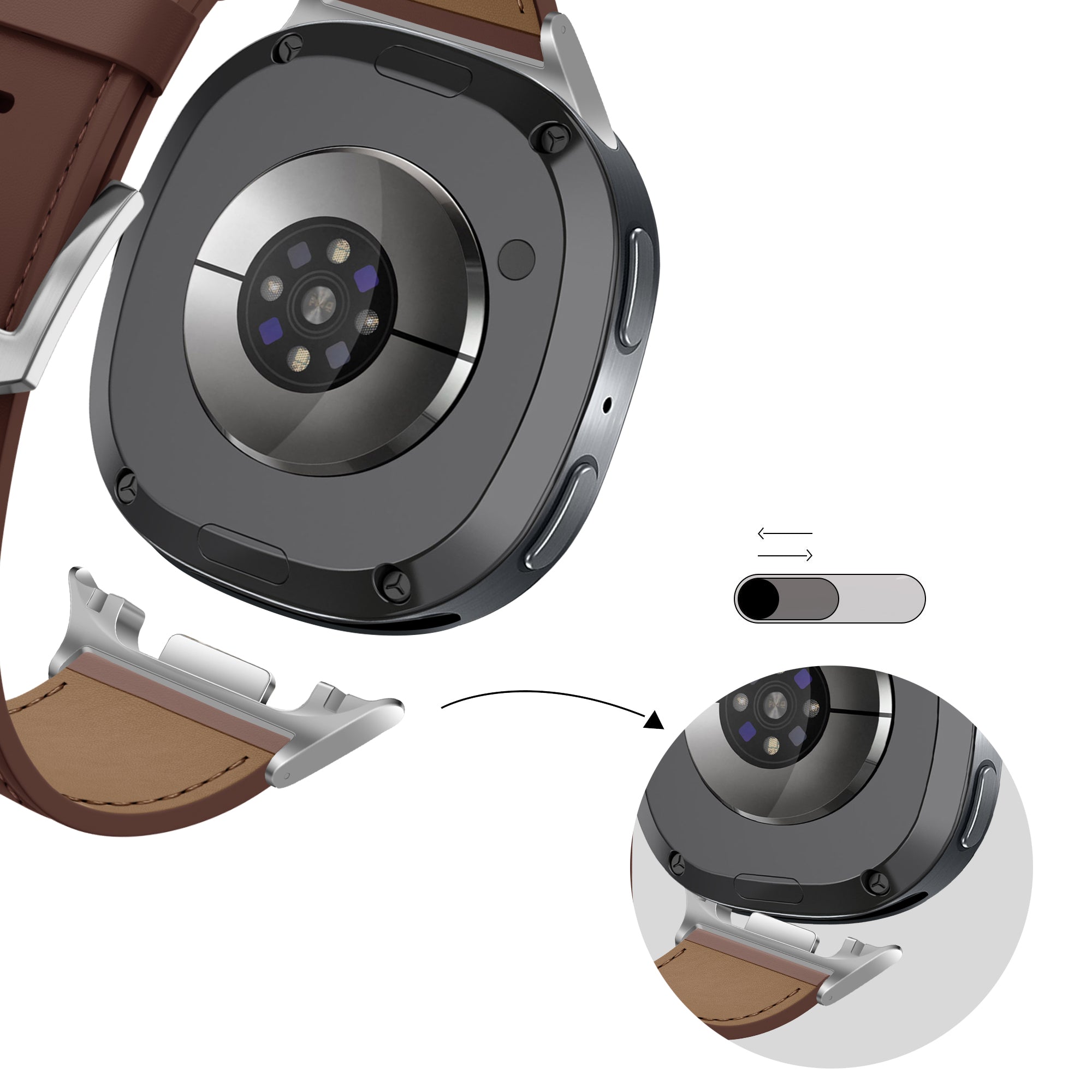 Bandz Samsung Galaxy Watch 8 Classic Leather Strap 'Classic' (Brown)