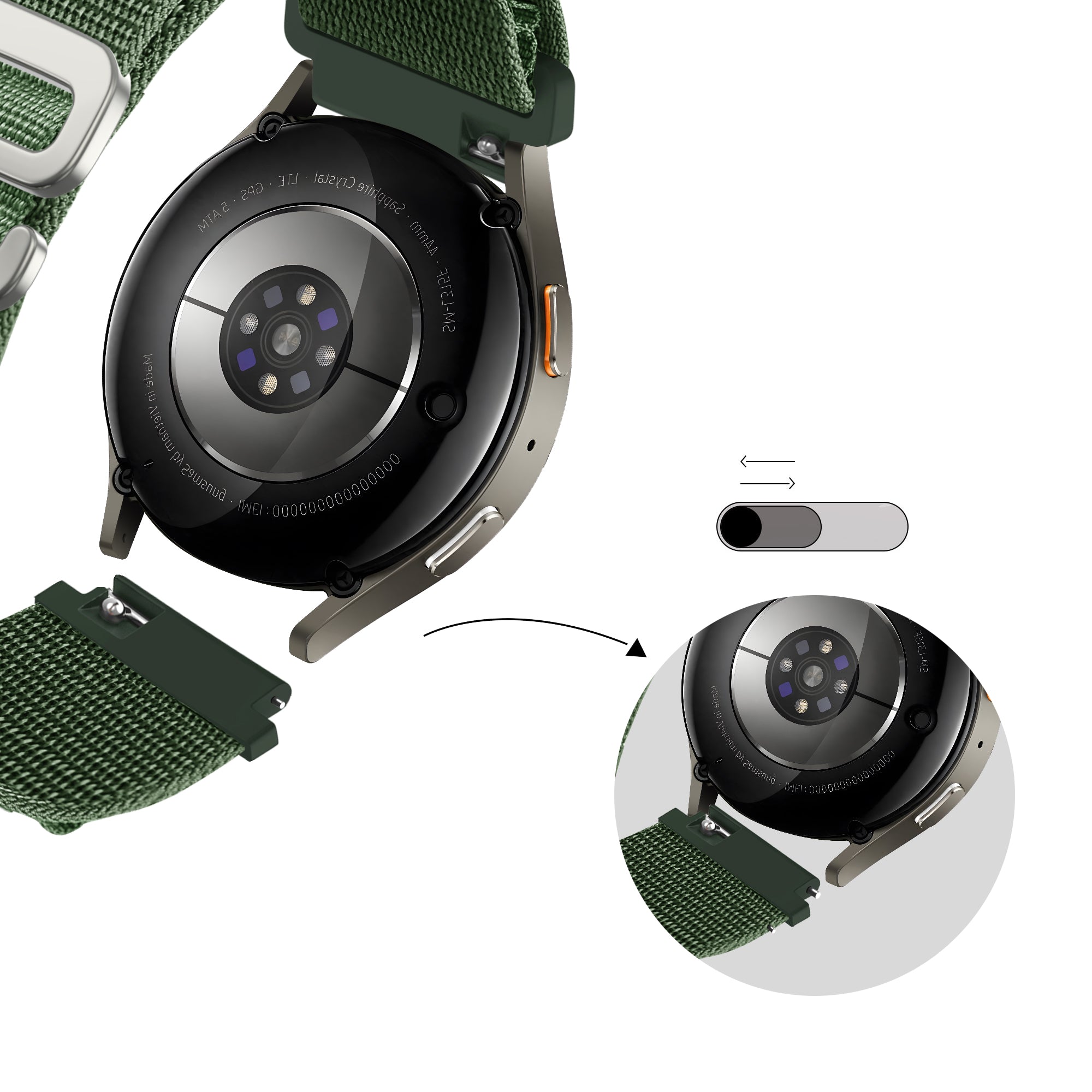 Bandz Correa nylon Alpine Samsung Galaxy Watch 6 Classic - 43mm (verde militar)