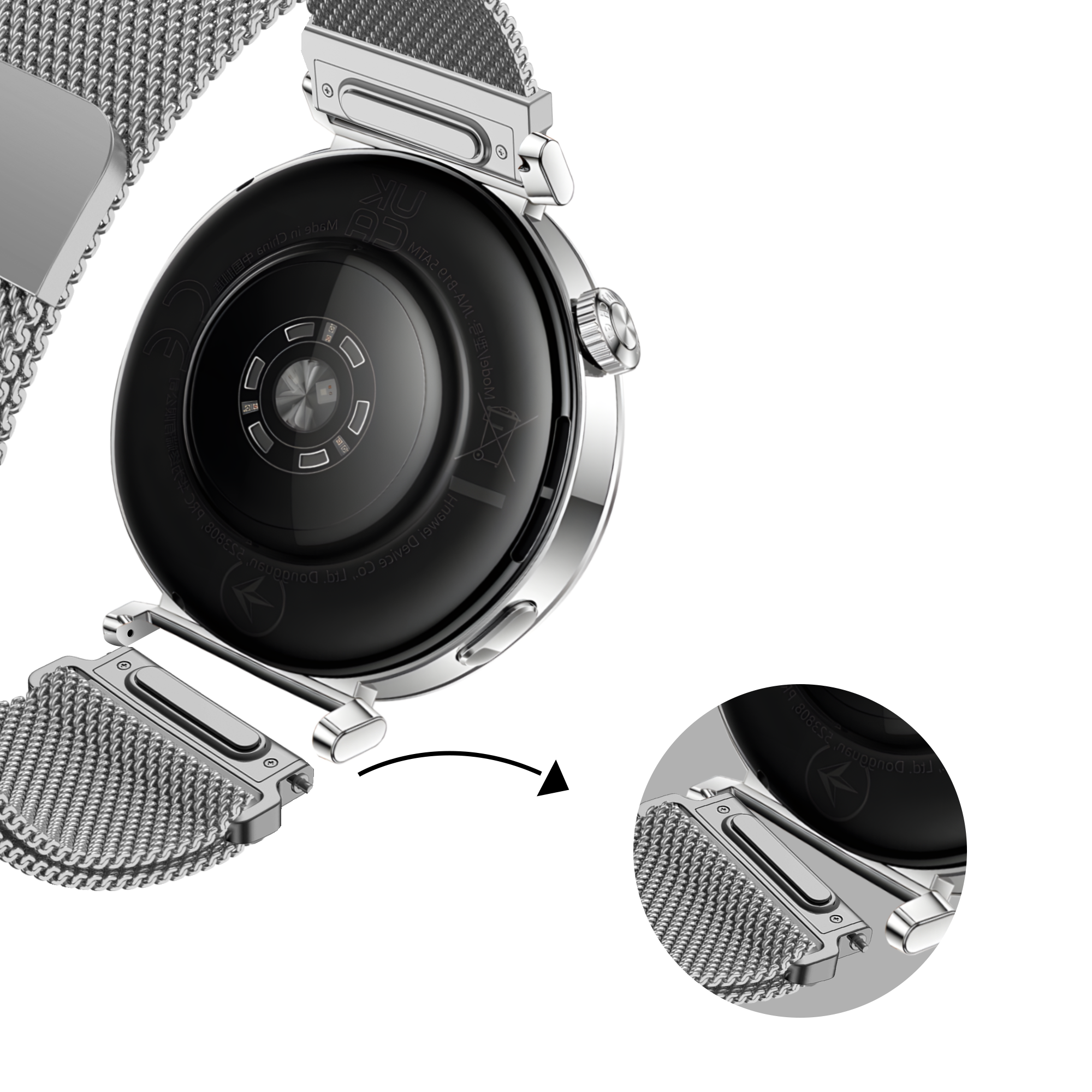 Bandz Correa milanesa 'Easy fit' Withings ScanWatch 2 - 38mm (plateado)