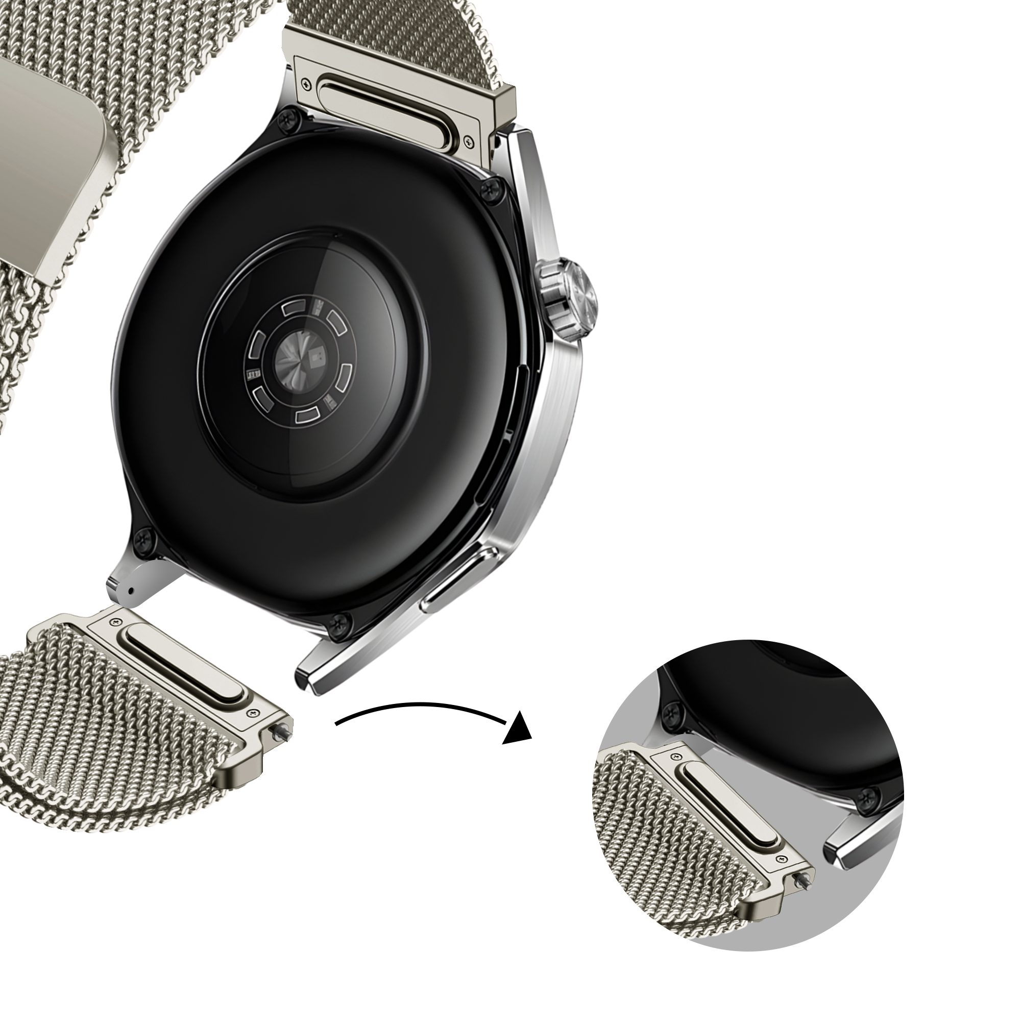 Bandz Amazfit GTR Mini Milanese Strap 'Easy fit' (Starlight)