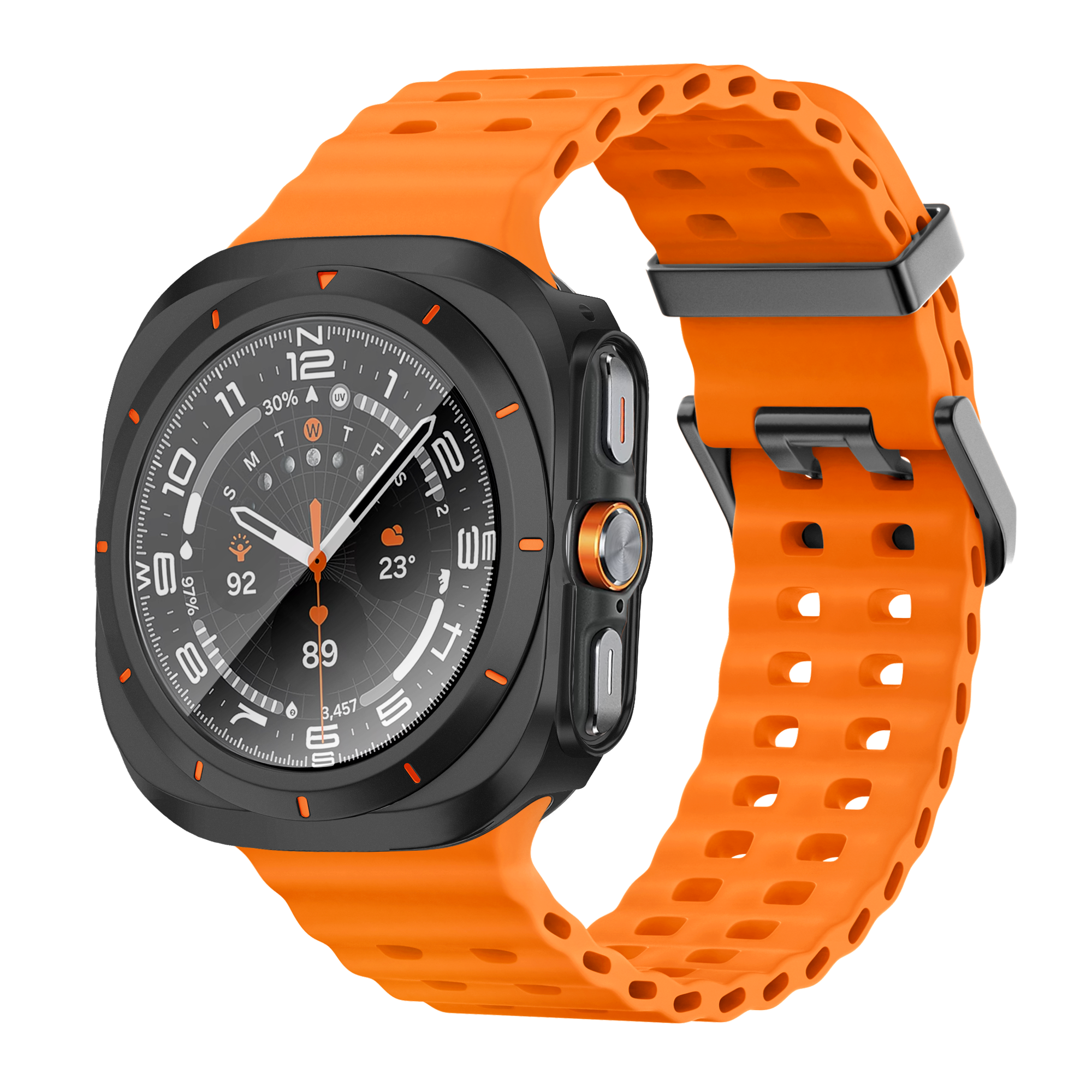 Bandz Funda PC bisel Samsung Galaxy Watch Ultra (negro /naranja)