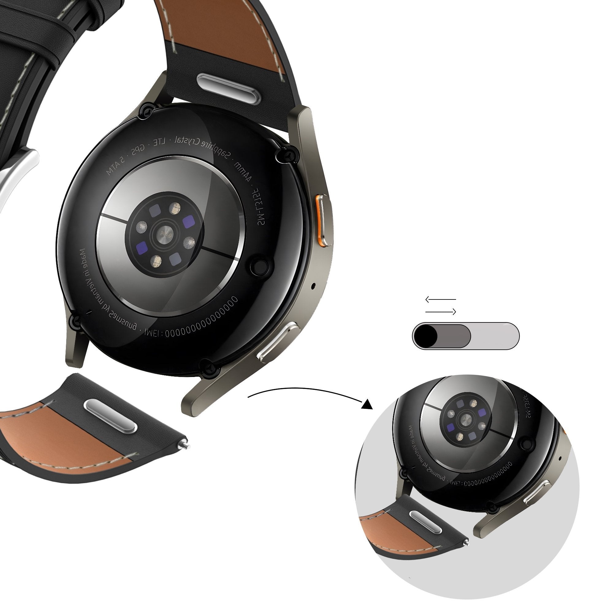 Bandz Correa cuero 'Easy fit' OnePlus Watch Lite (negro)