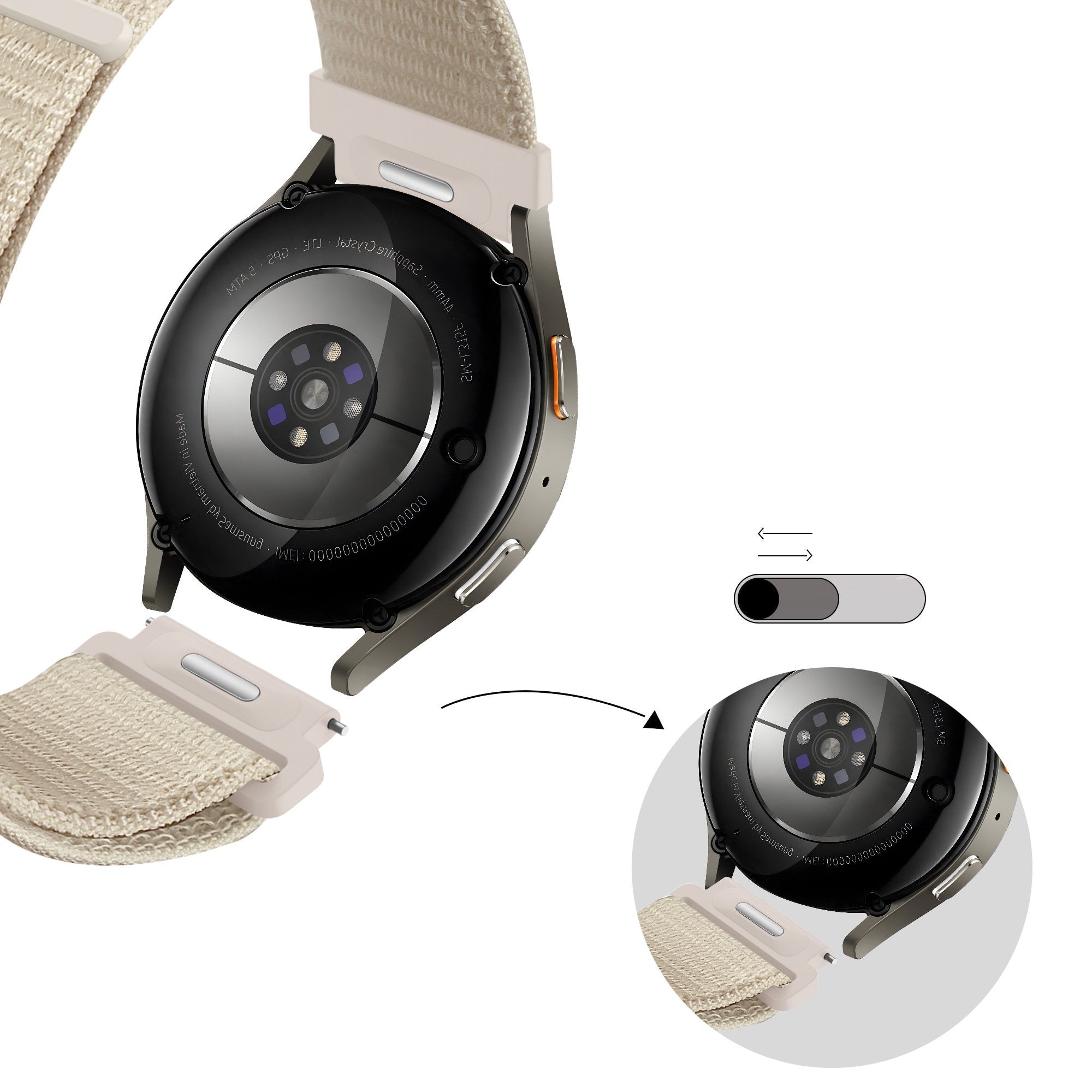 Bandz Withings Steel HR - 40mm Nylon Strap 'Easy Fit' (Starlight)