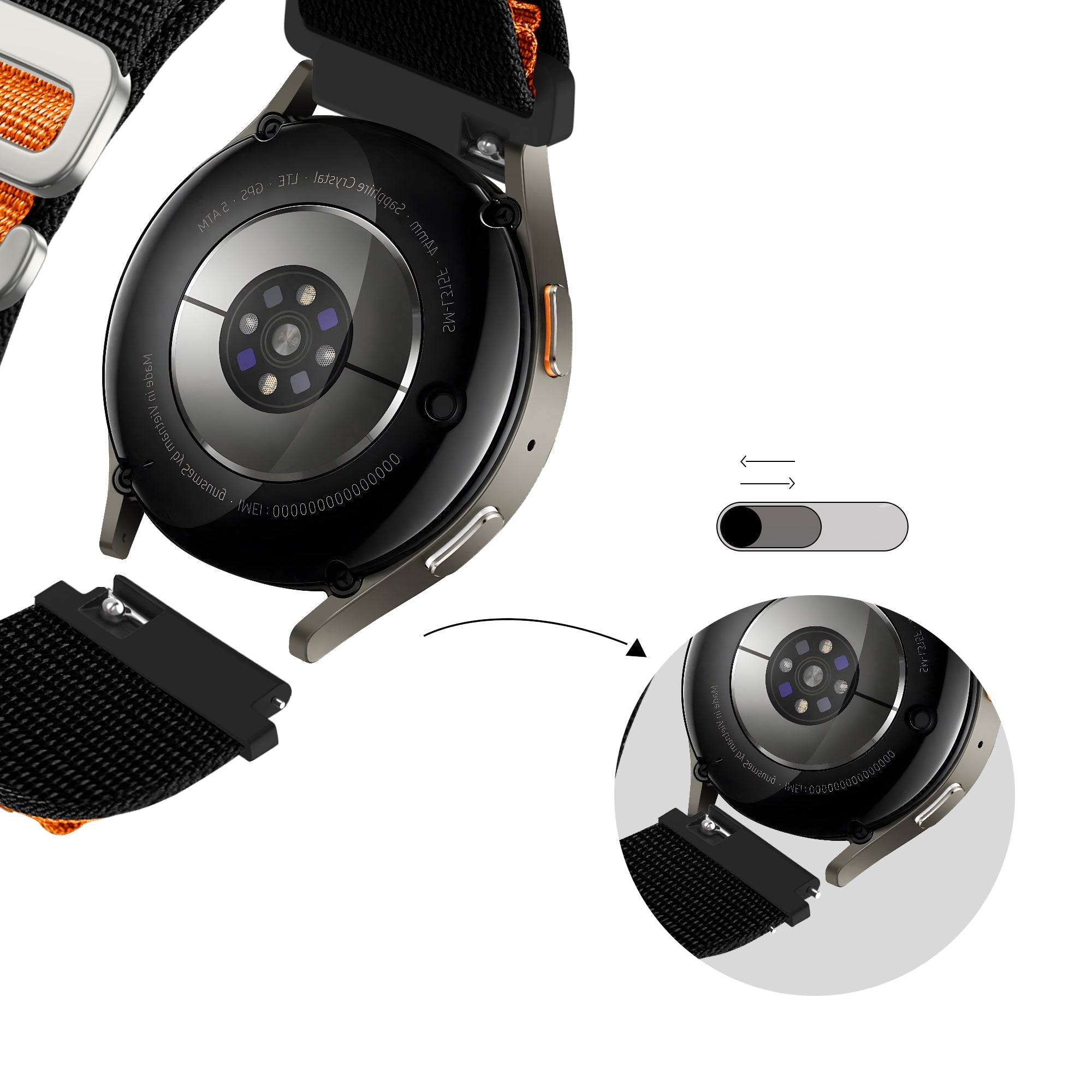 Bandz Correa nylon Alpine Samsung Galaxy Watch 4 Classic - 46mm (negro/naranja)