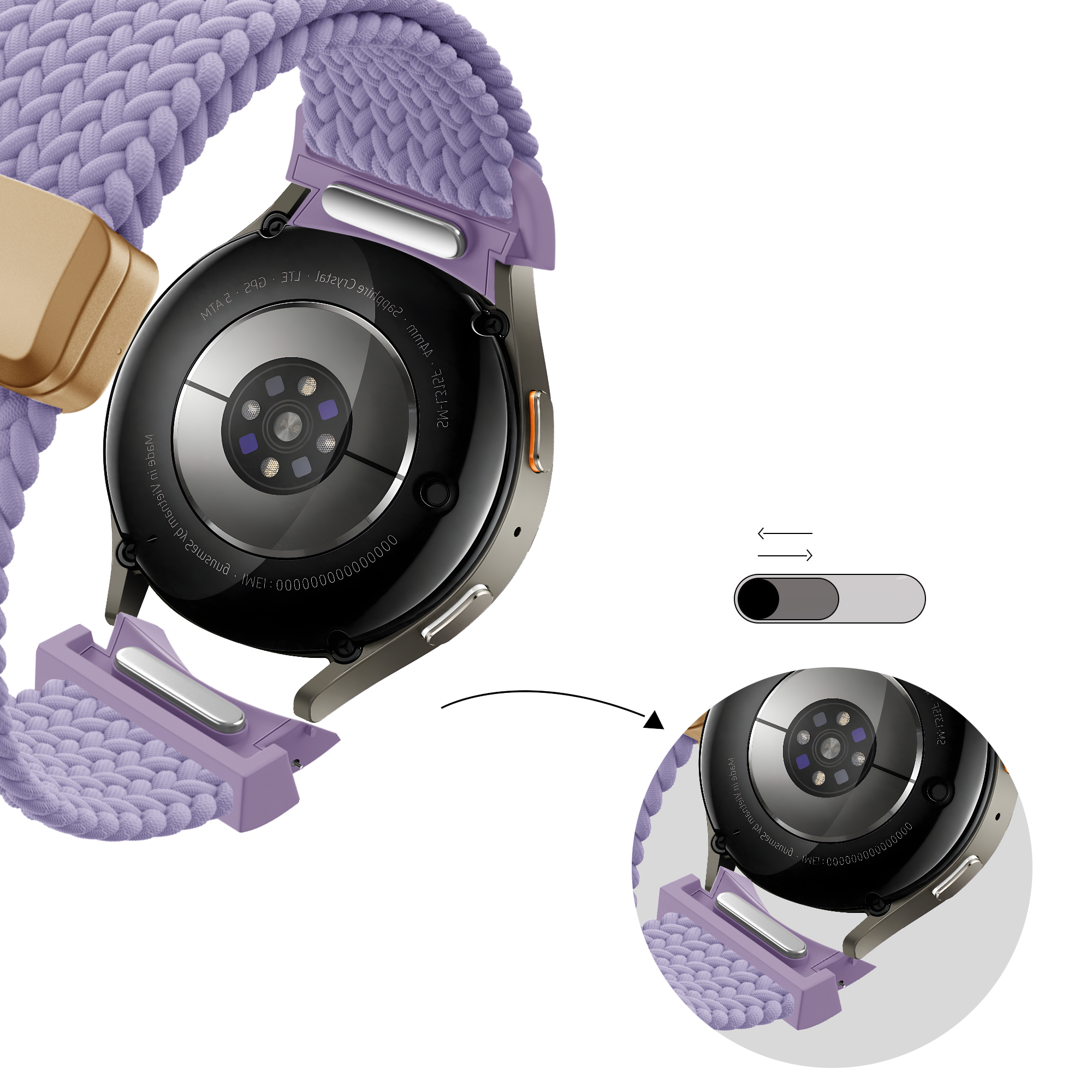 Bandz Correa tejida 'Easy Fit' Samsung Galaxy Watch 6 Classic - 47mm (lila)