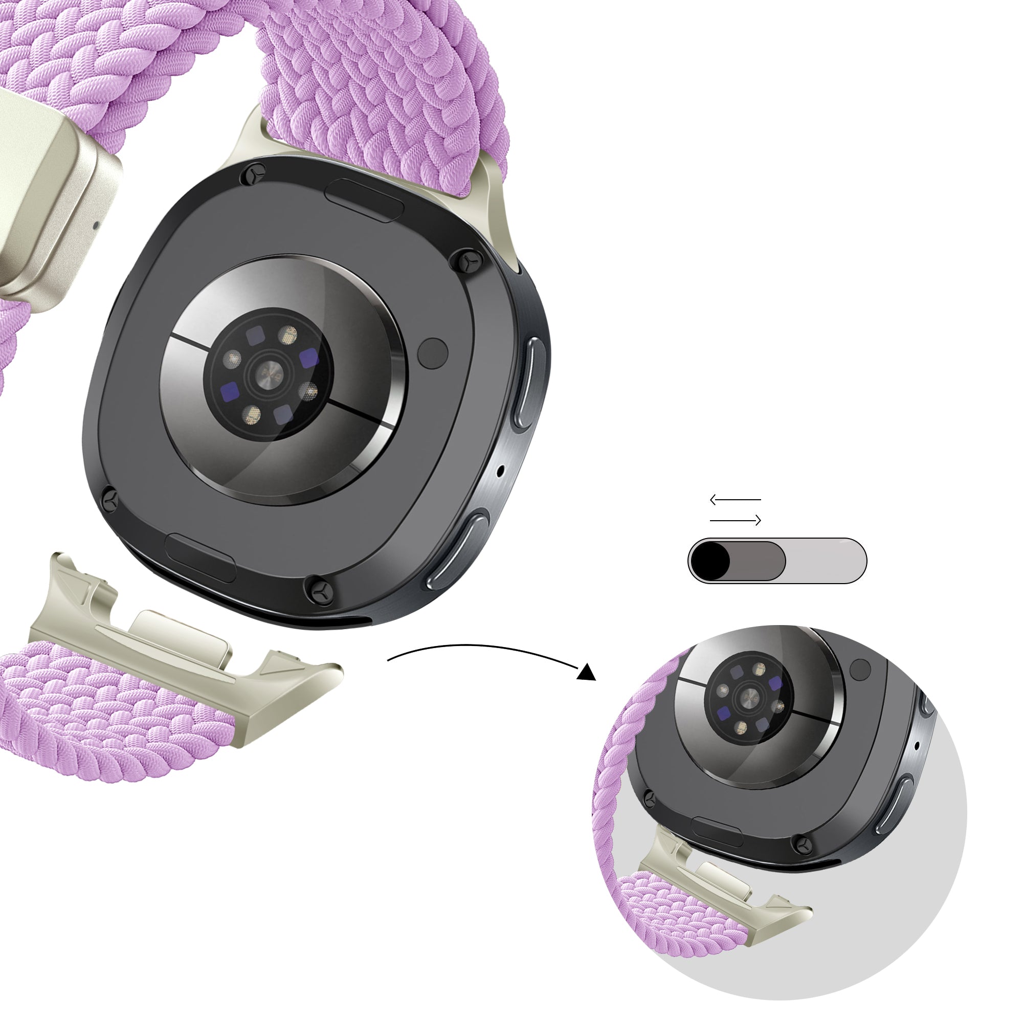 Bandz Correa trenzada magnética Samsung Galaxy Watch 8 - 44mm (lila)