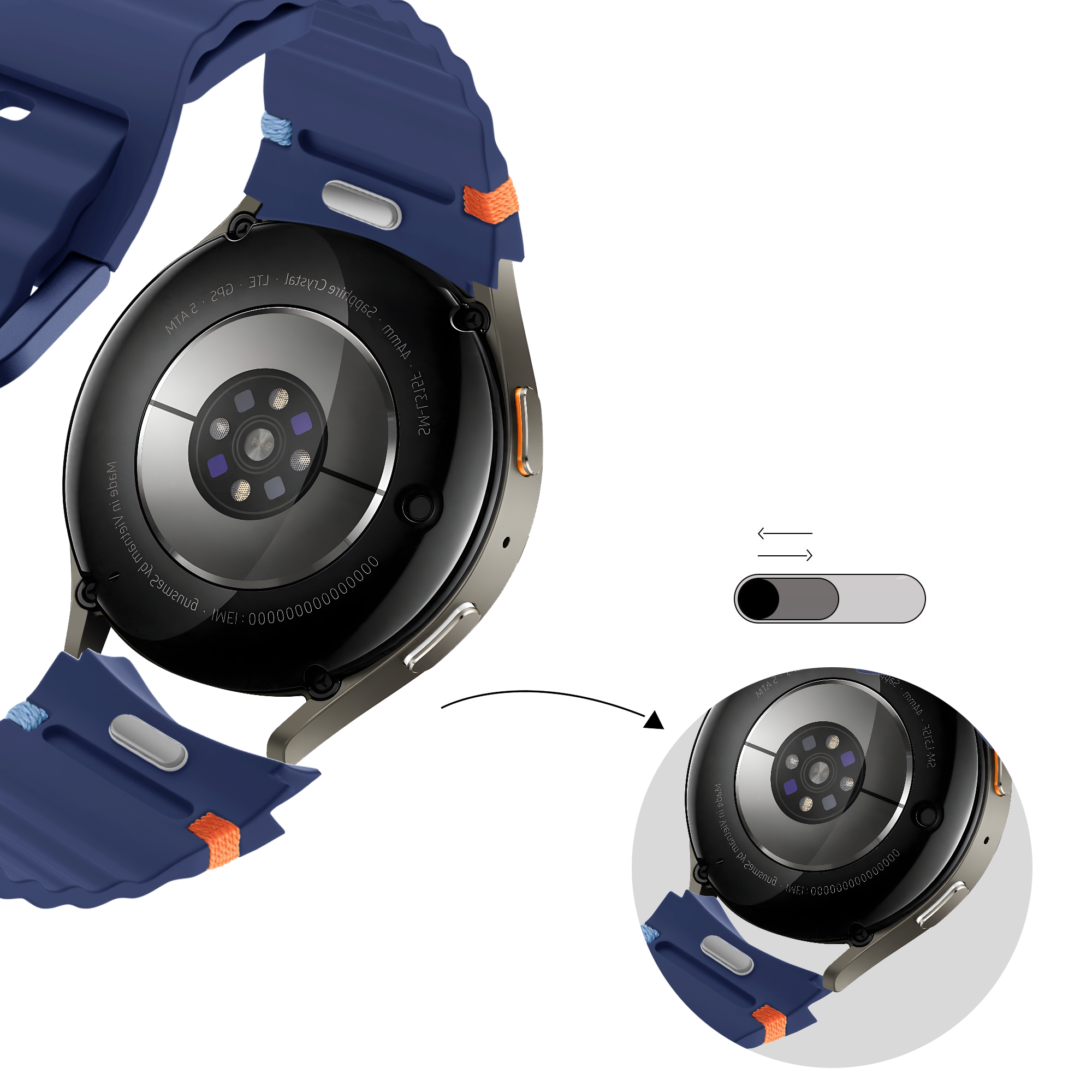 Bandz Samsung Galaxy Watch 5 Pro Wave Strap 'Easy Fit' (Dark Blue)