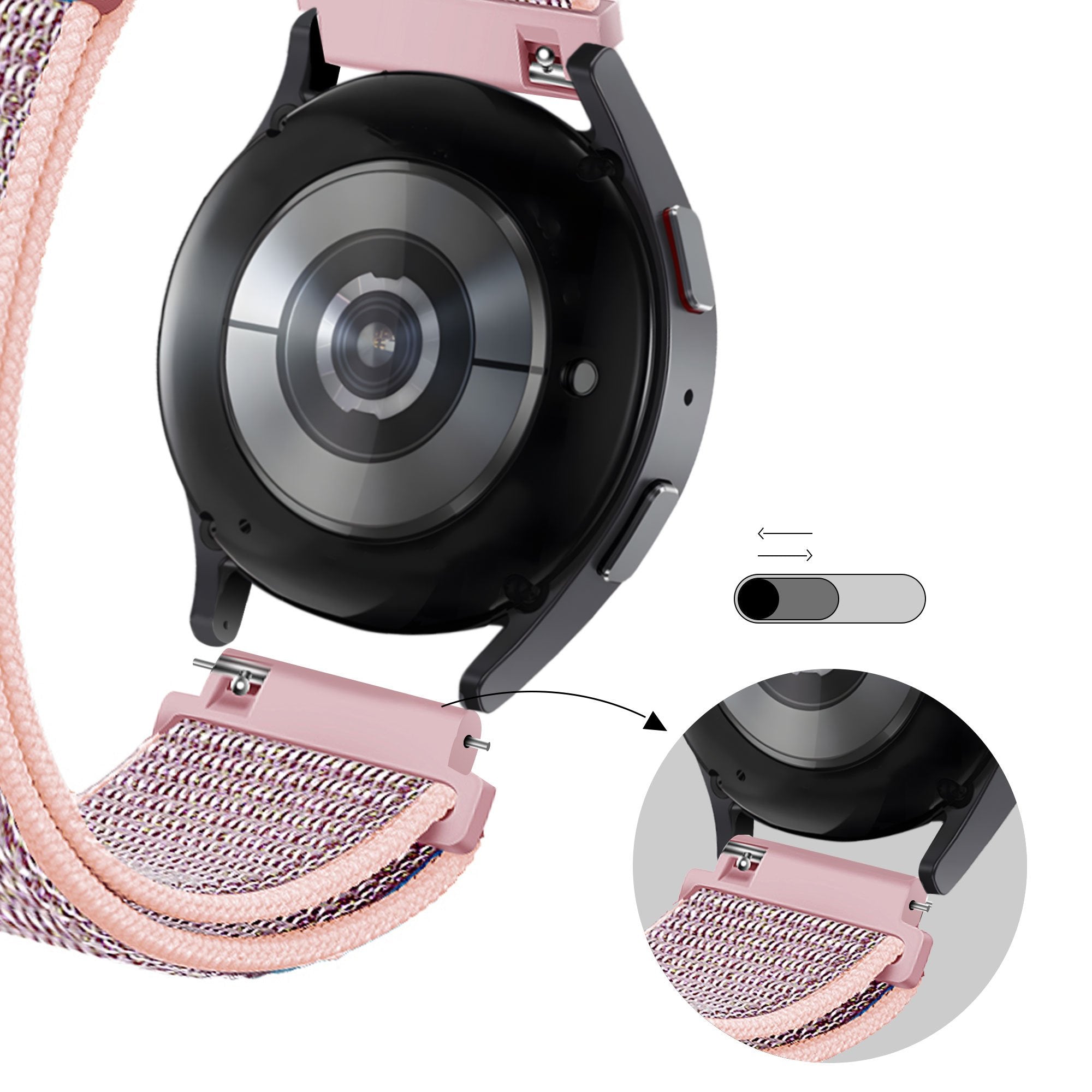 Bandz Garmin Vivomove HR Nylon Loop Strap (Pink)