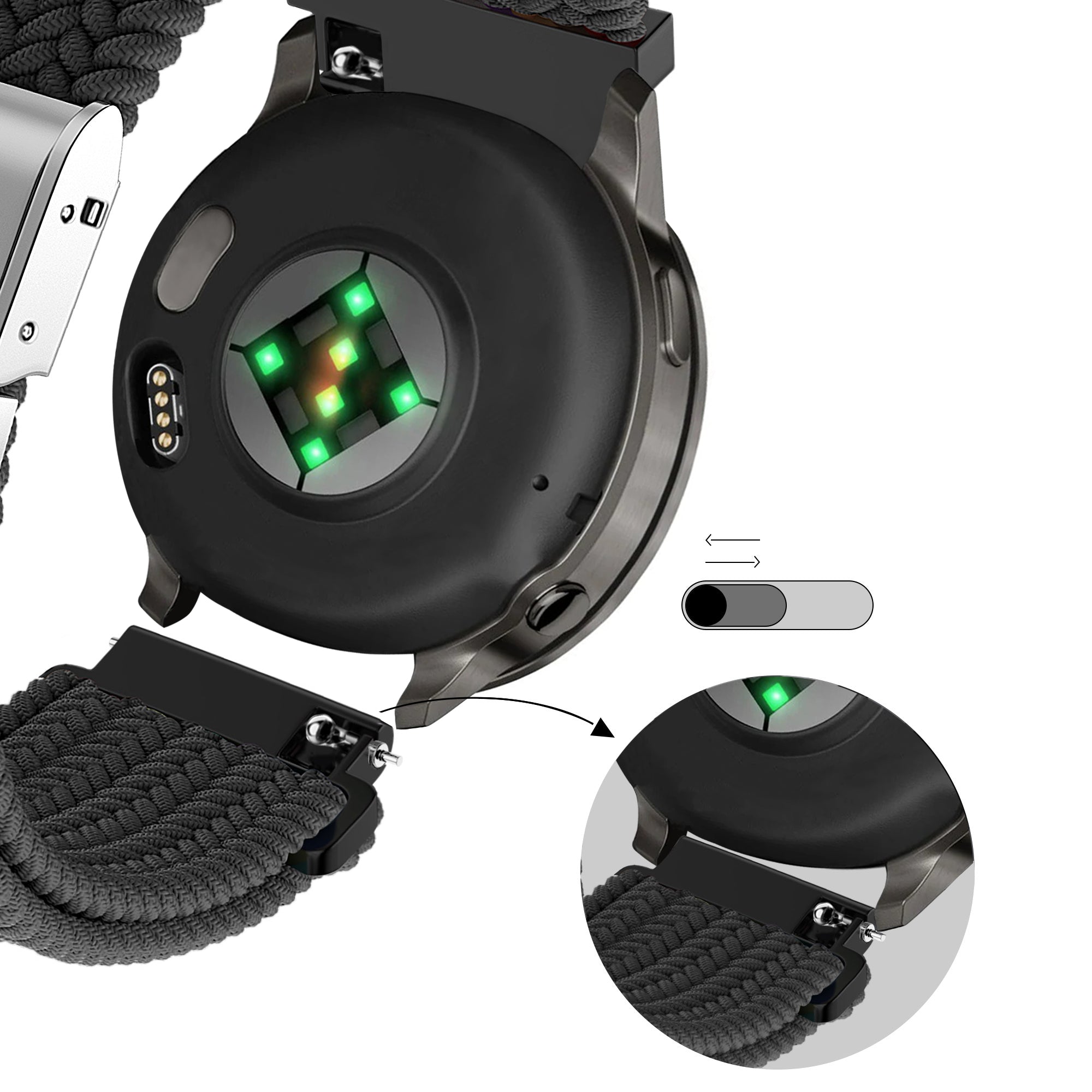 Bandz Correa nylon tejida Garmin D2 Air X15 (negro)