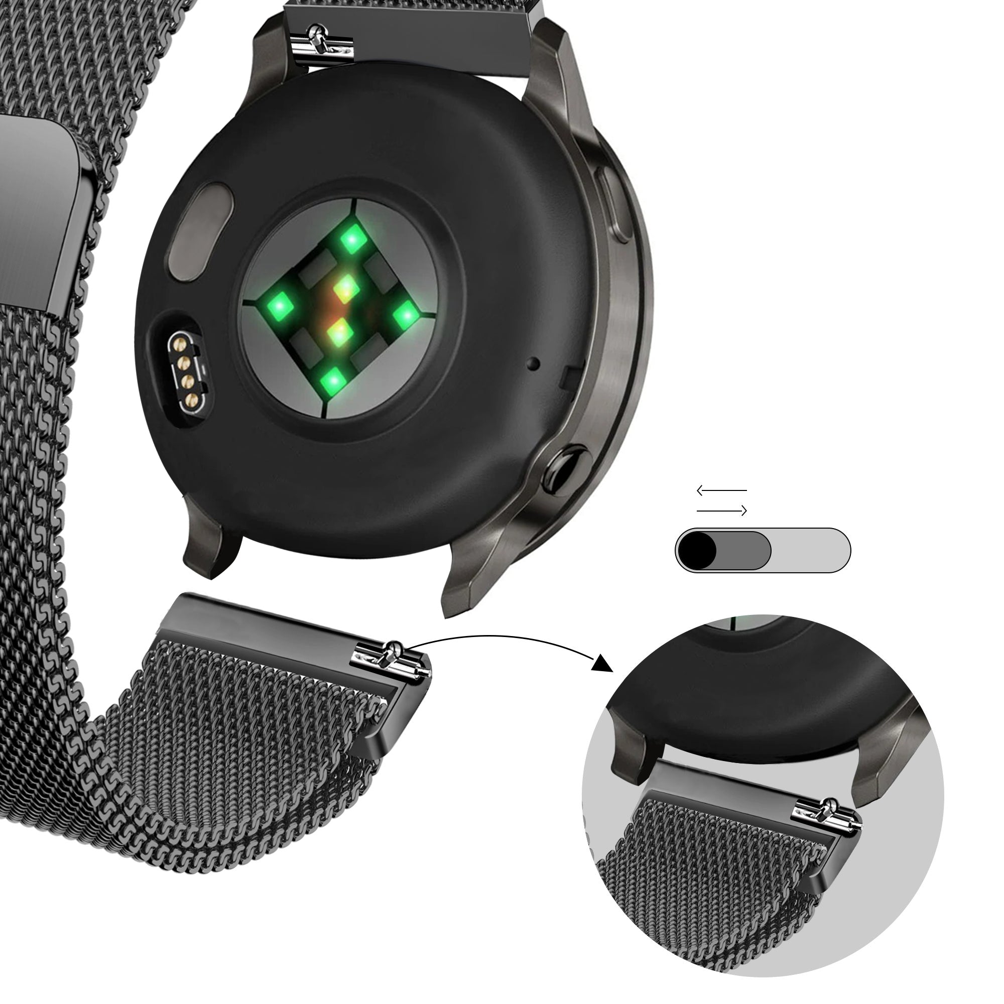 Bandz Garmin Venu 4 - 41mm Milanese Loop Strap (Black)