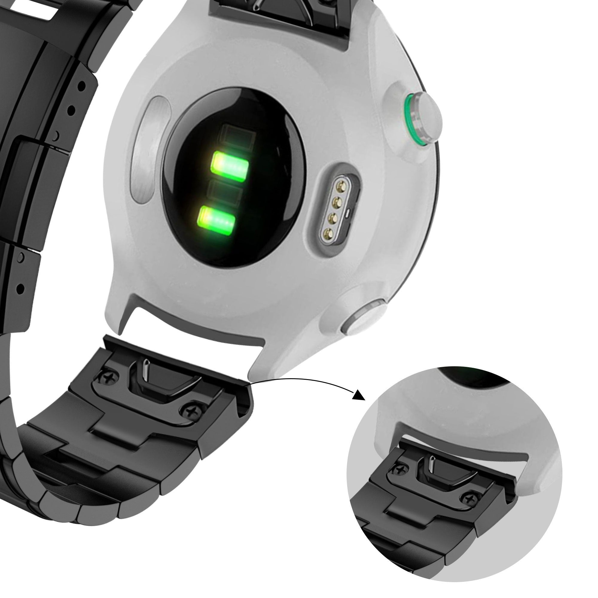 Bandz Correa titanio con eslabon Garmin Approach S62 (negro)