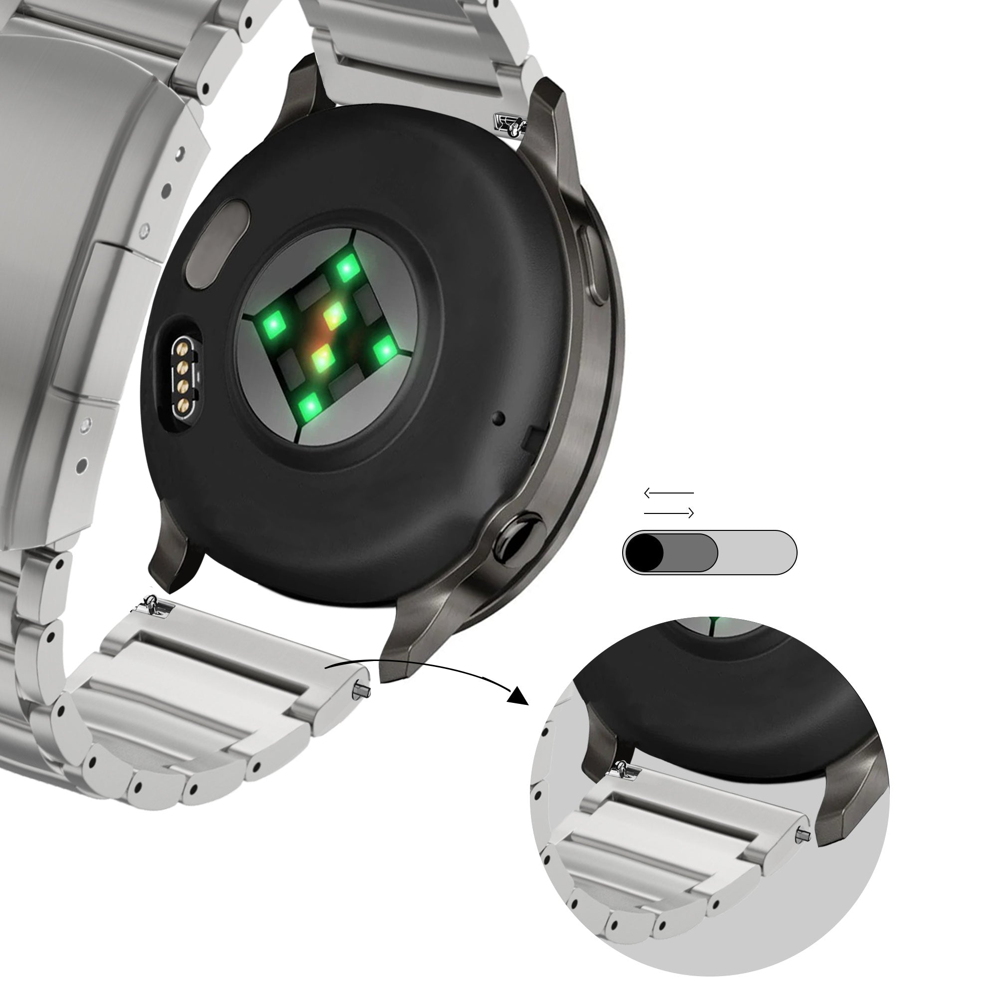 Bandz Correa titanio con eslabón Garmin D2 Air X15 (plateado)