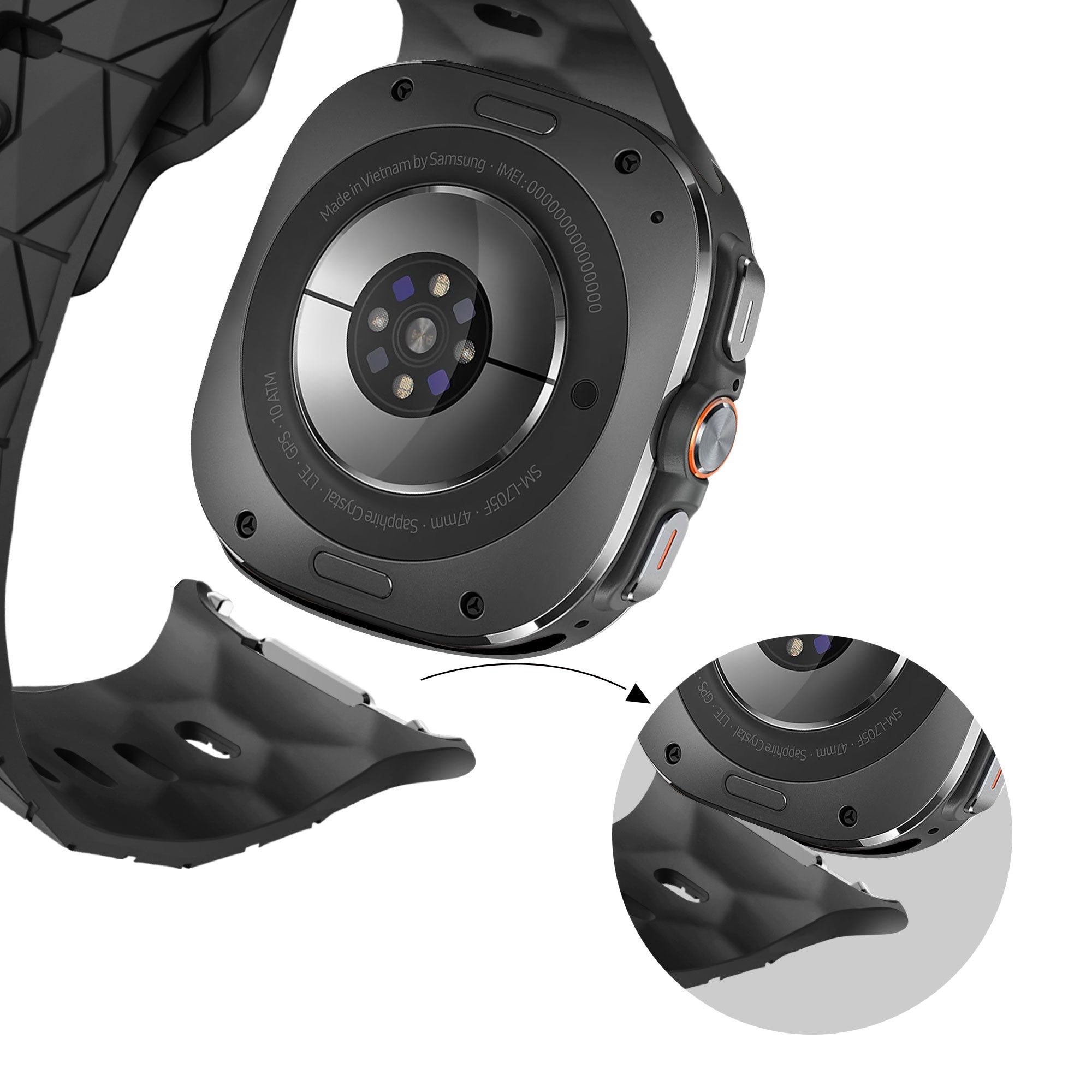 Bandz Correa silicona 'Hexagons' Samsung Galaxy Watch Ultra (negra)