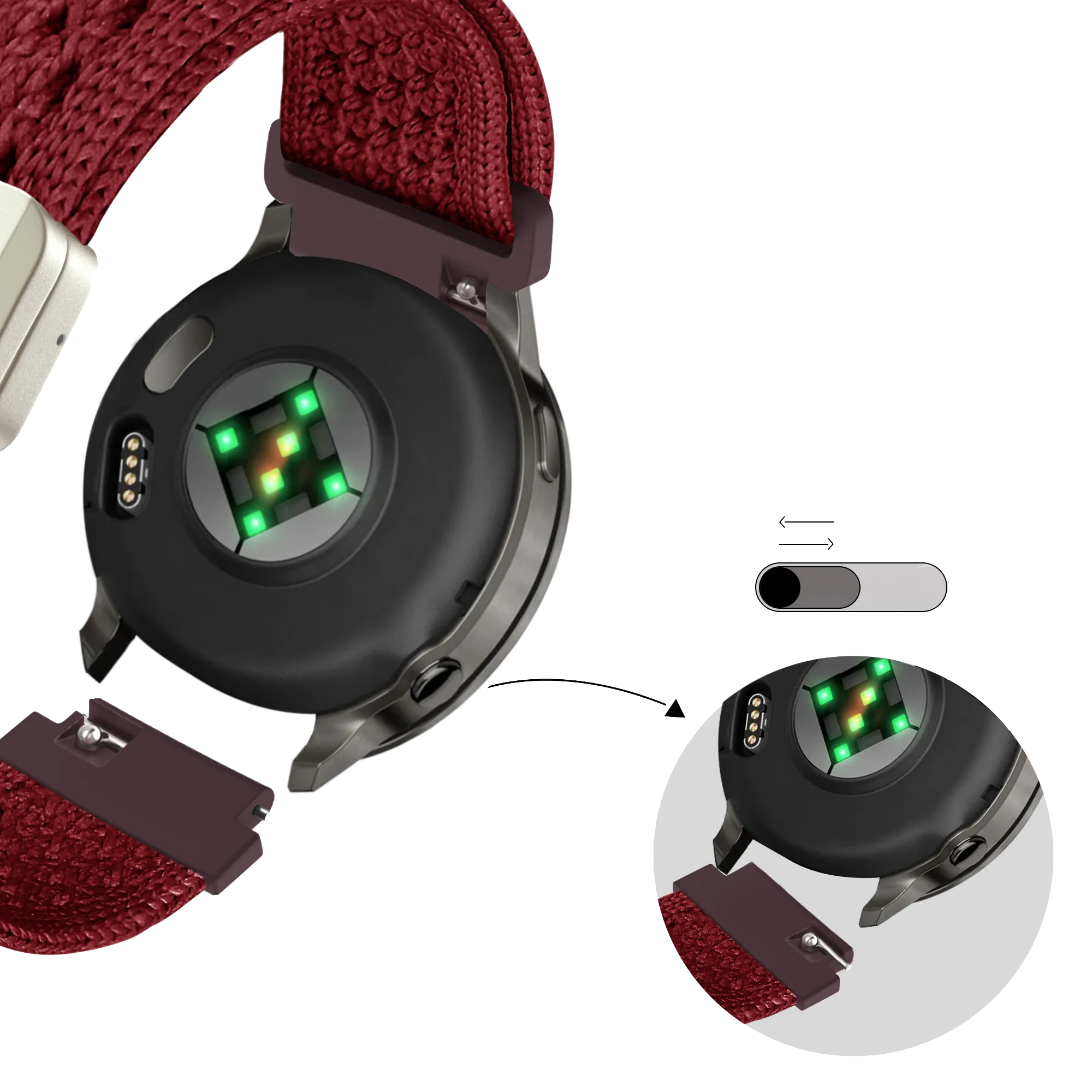Bandz Garmin Bounce 2 Vintage Nylon Strap (Wine Red)