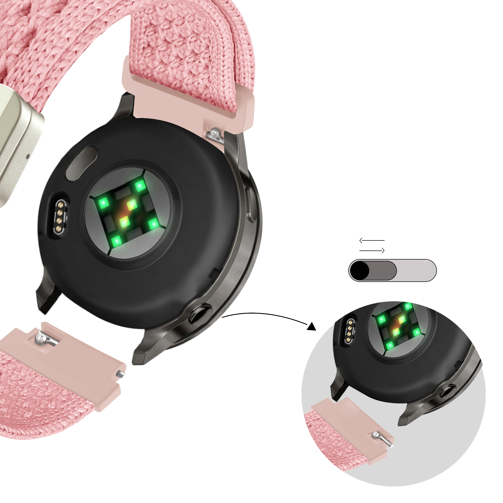 Bandz Garmin Approach J1 Vintage Nylon Strap (Pink)