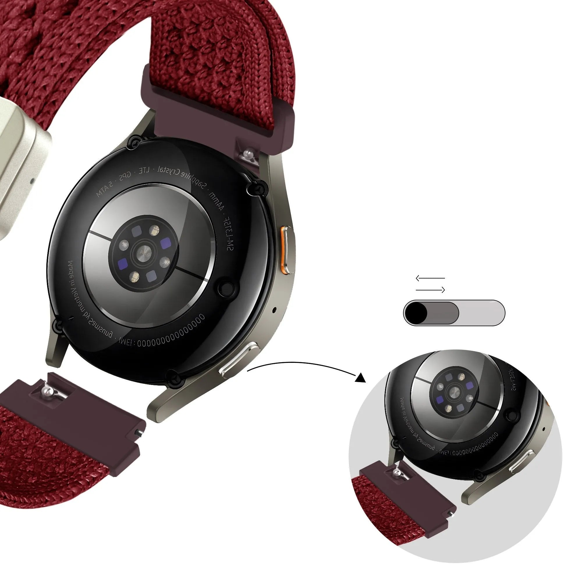 Bandz Coros Apex 42mm Vintage Nylon Strap (Wine Red)