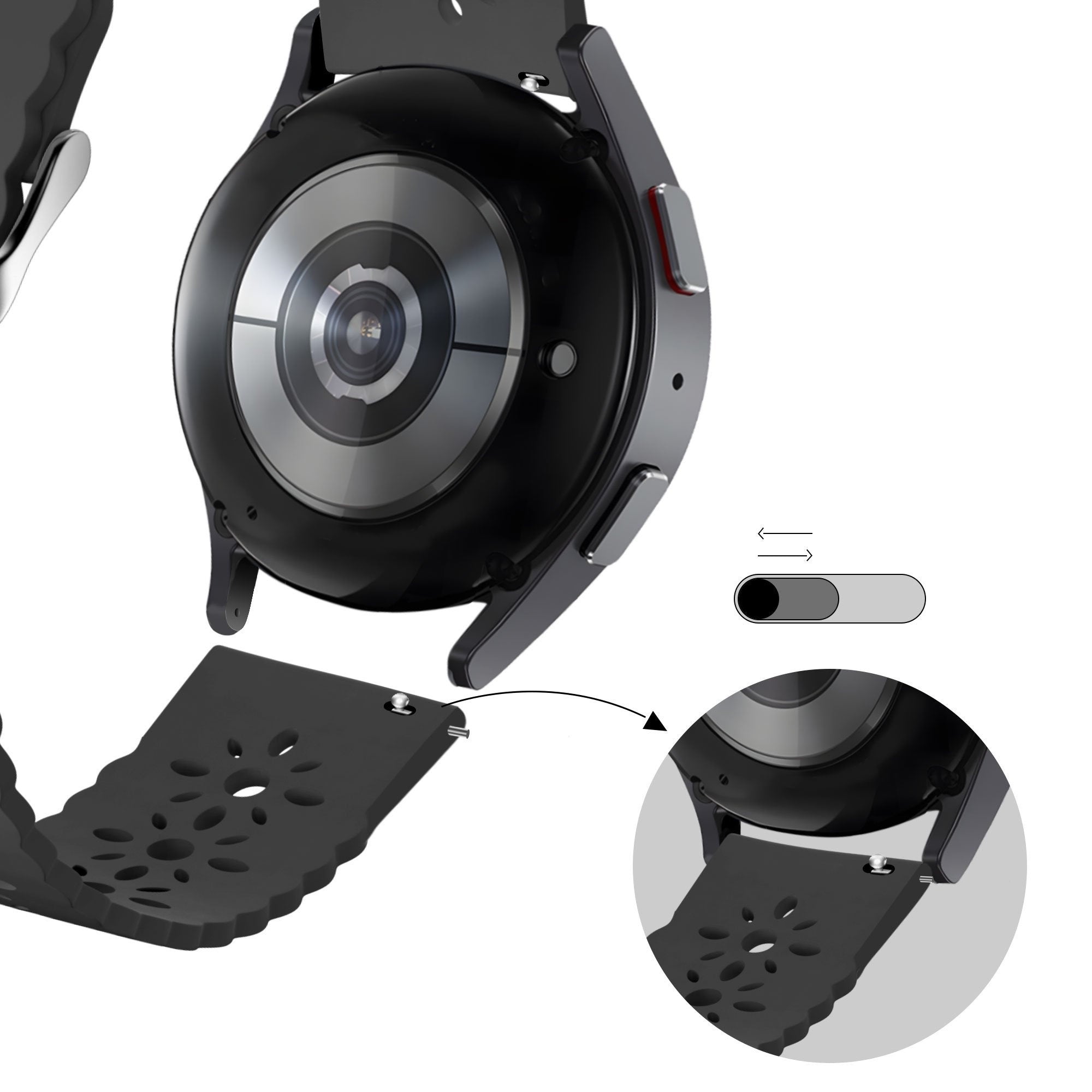 Bandz Coros Apex 42mm Patterned Silicone Strap (Black)