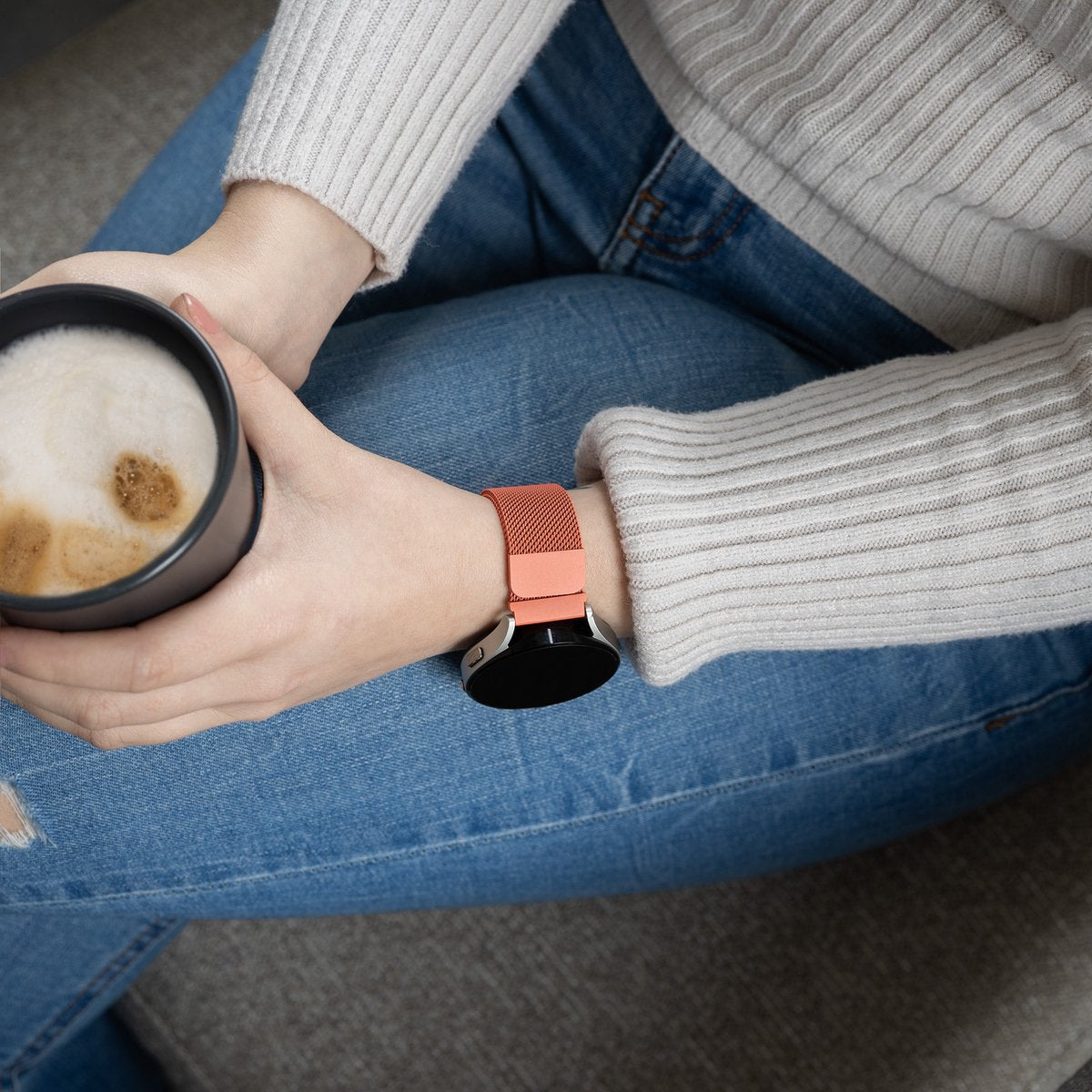 Samsung Galaxy Watch 7 - 40mm Milanese Strap (Orange)