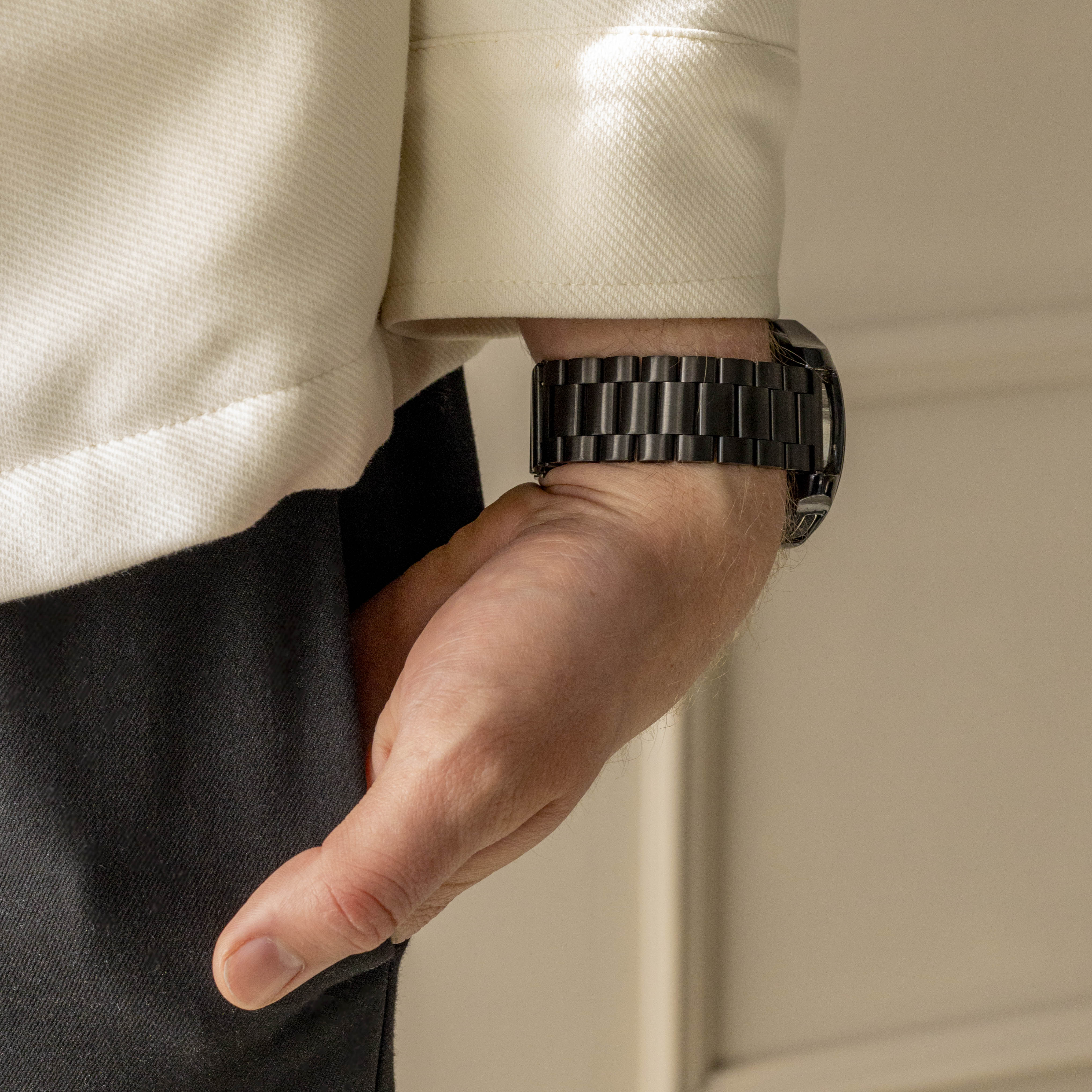 Correa reloj 22mm acero - universal (negro)