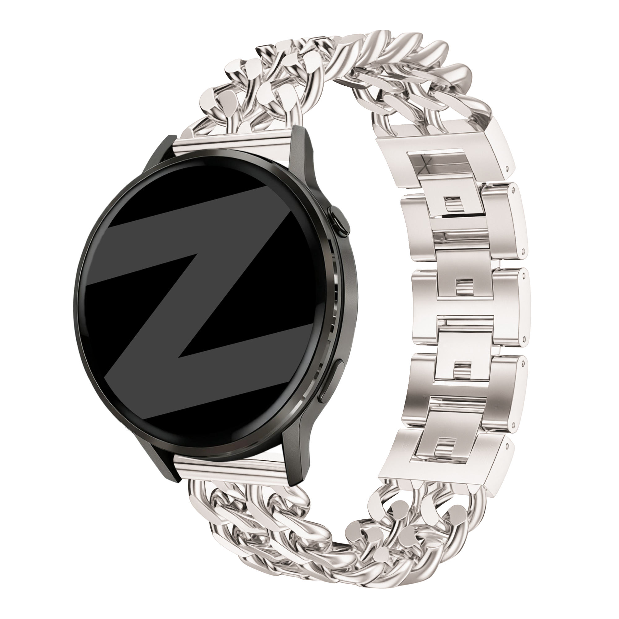 Bandz Correa acero 'Double Chains' Polar Ignite (blanco estrella)