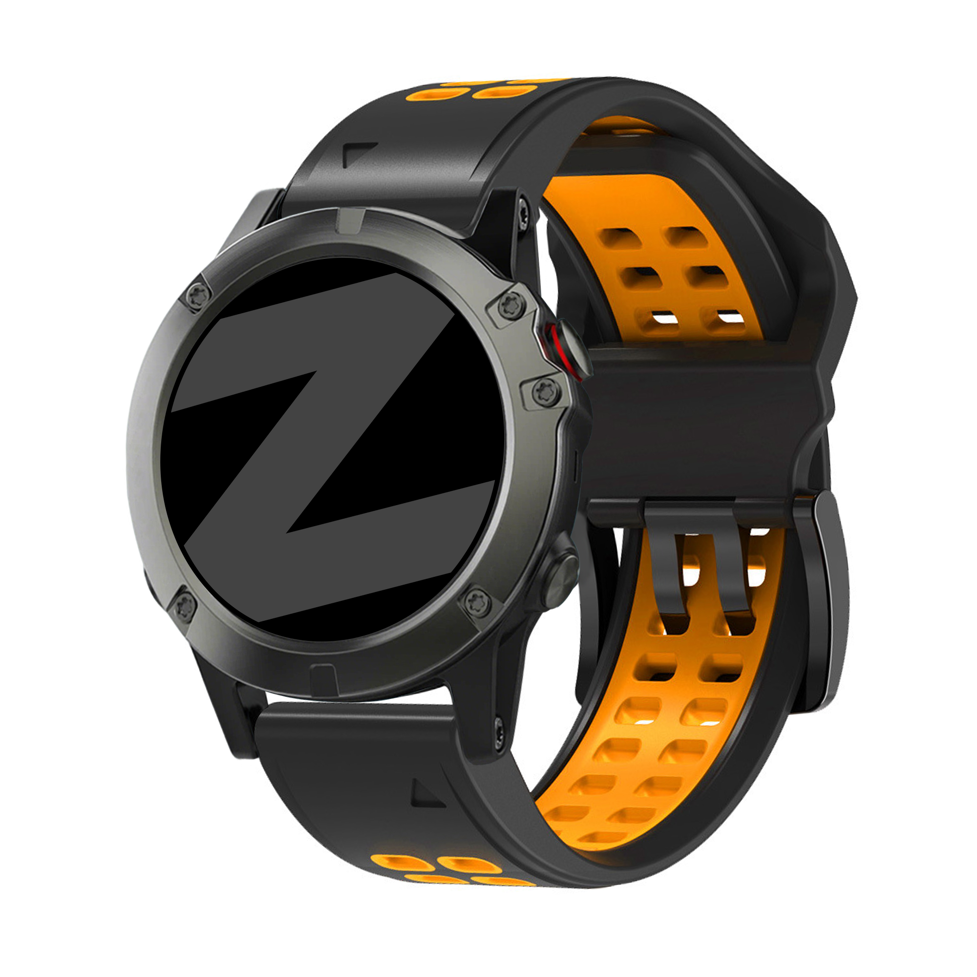 Bandz Correa deportiva con hebilla Garmin Instinct 3 - 50mm (negro/naranja)