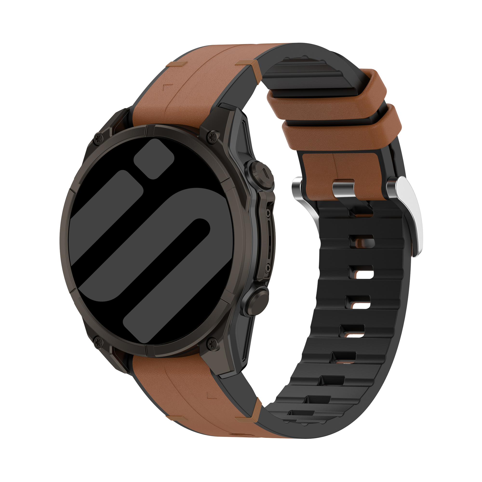 Garmin Fenix 5x / 6x Leather Hybrid Strap (Brown)