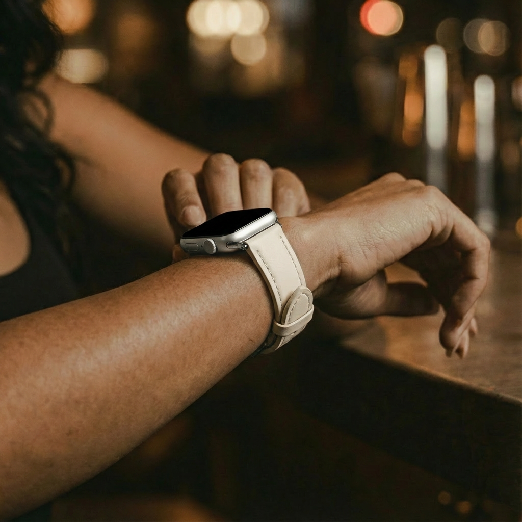 Correa cuero 'Slimfit' Apple Watch (beige claro)